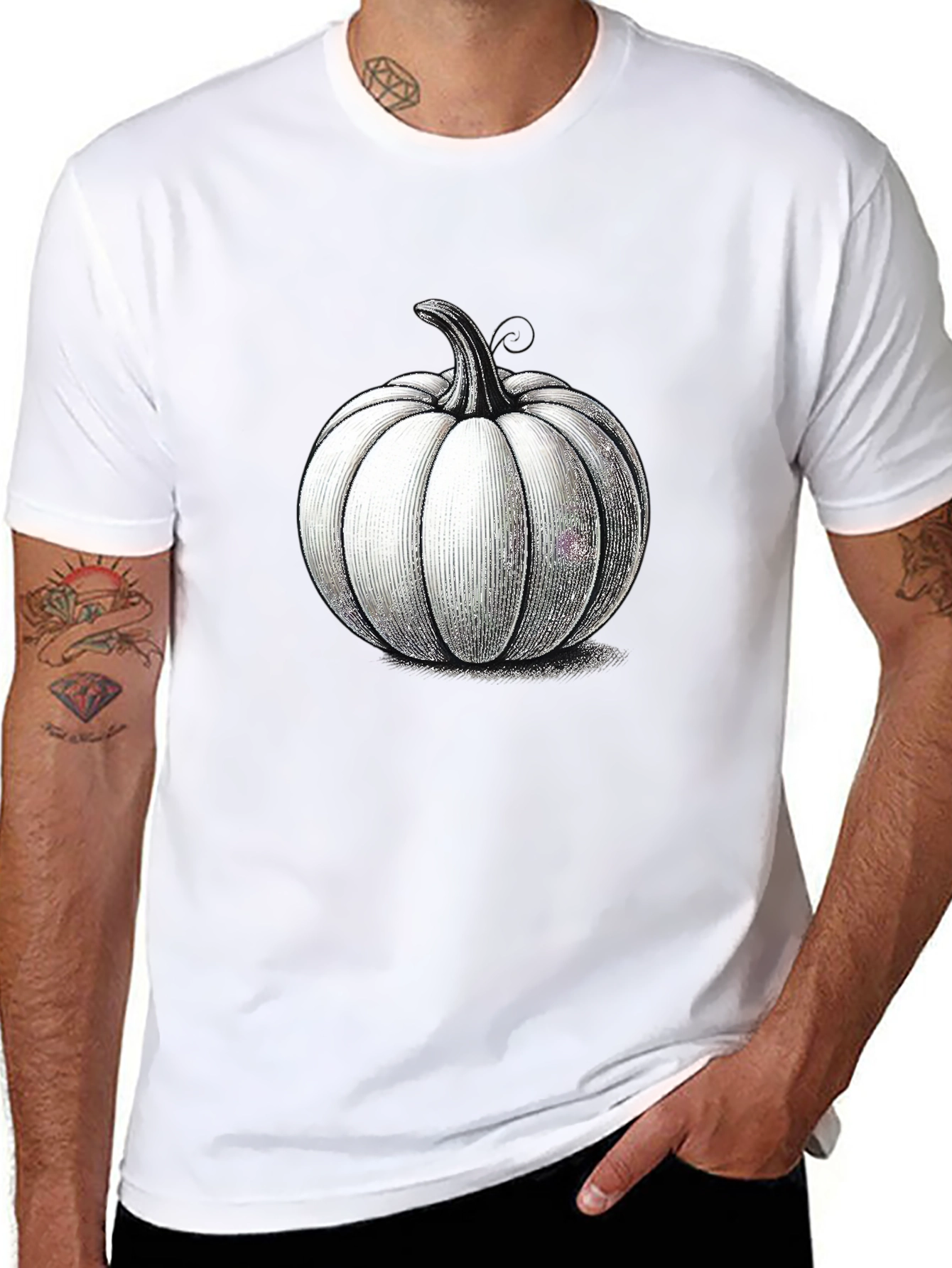 White Pumpkin Graphic Black Tee