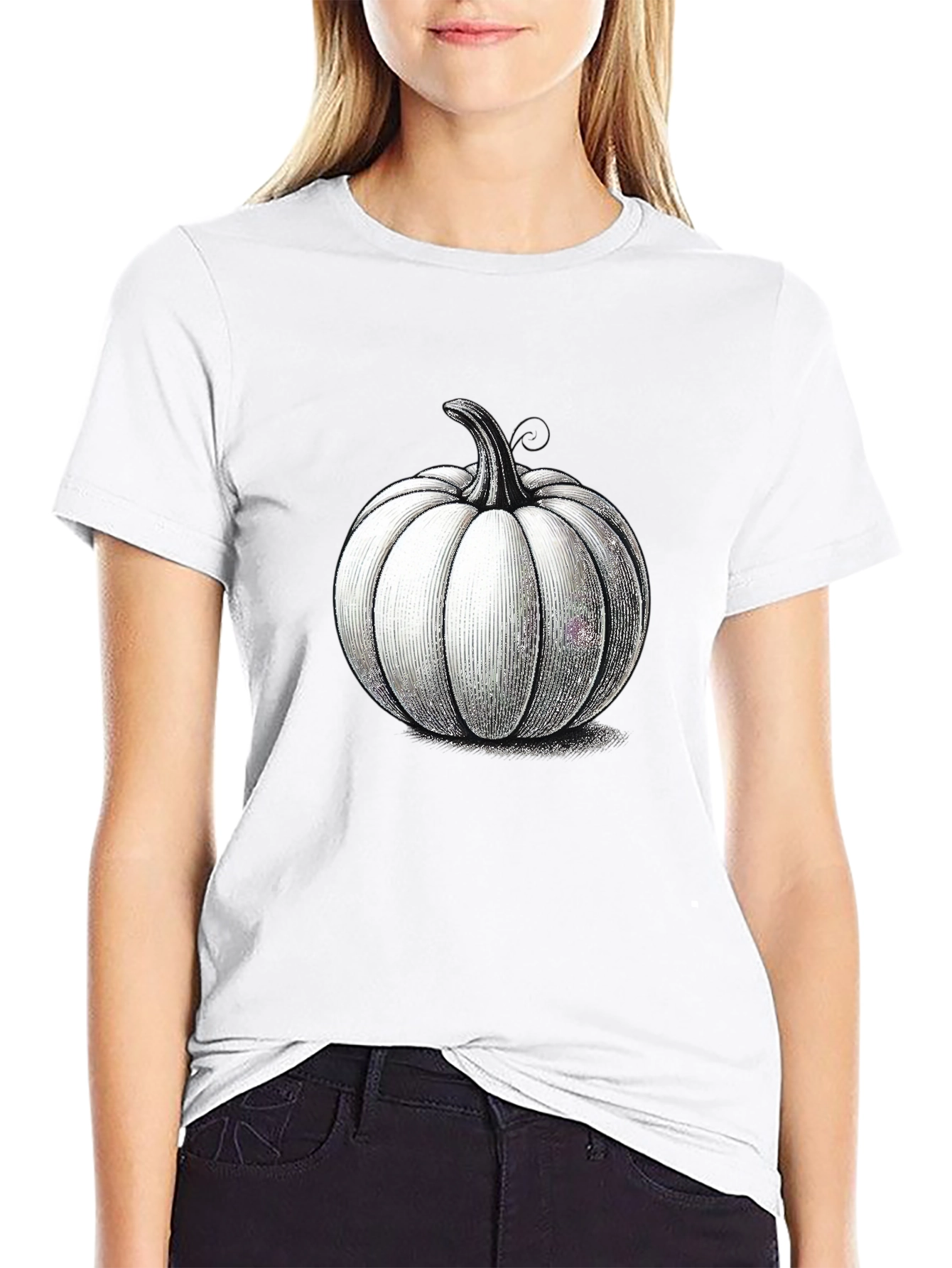 White Pumpkin Graphic Black Tee