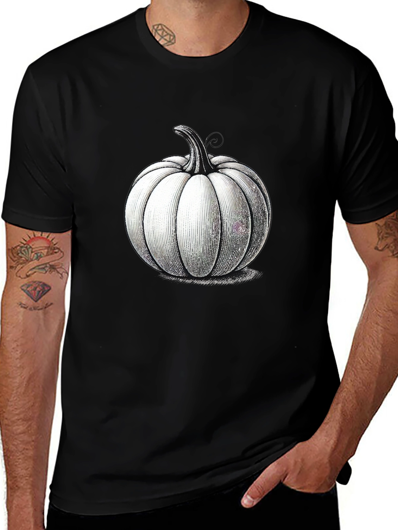 White Pumpkin Graphic Black Tee