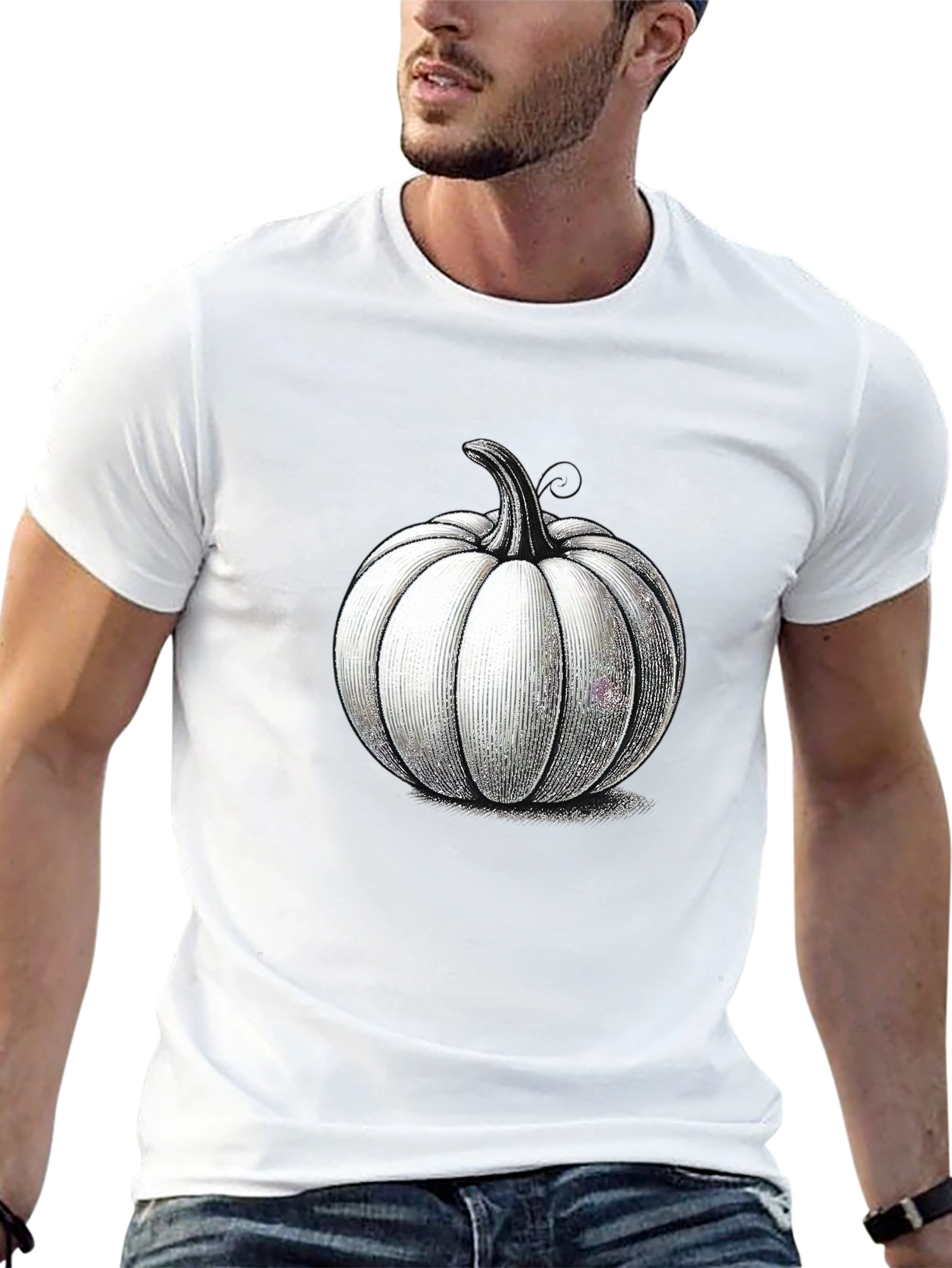 White Pumpkin Graphic Black Tee