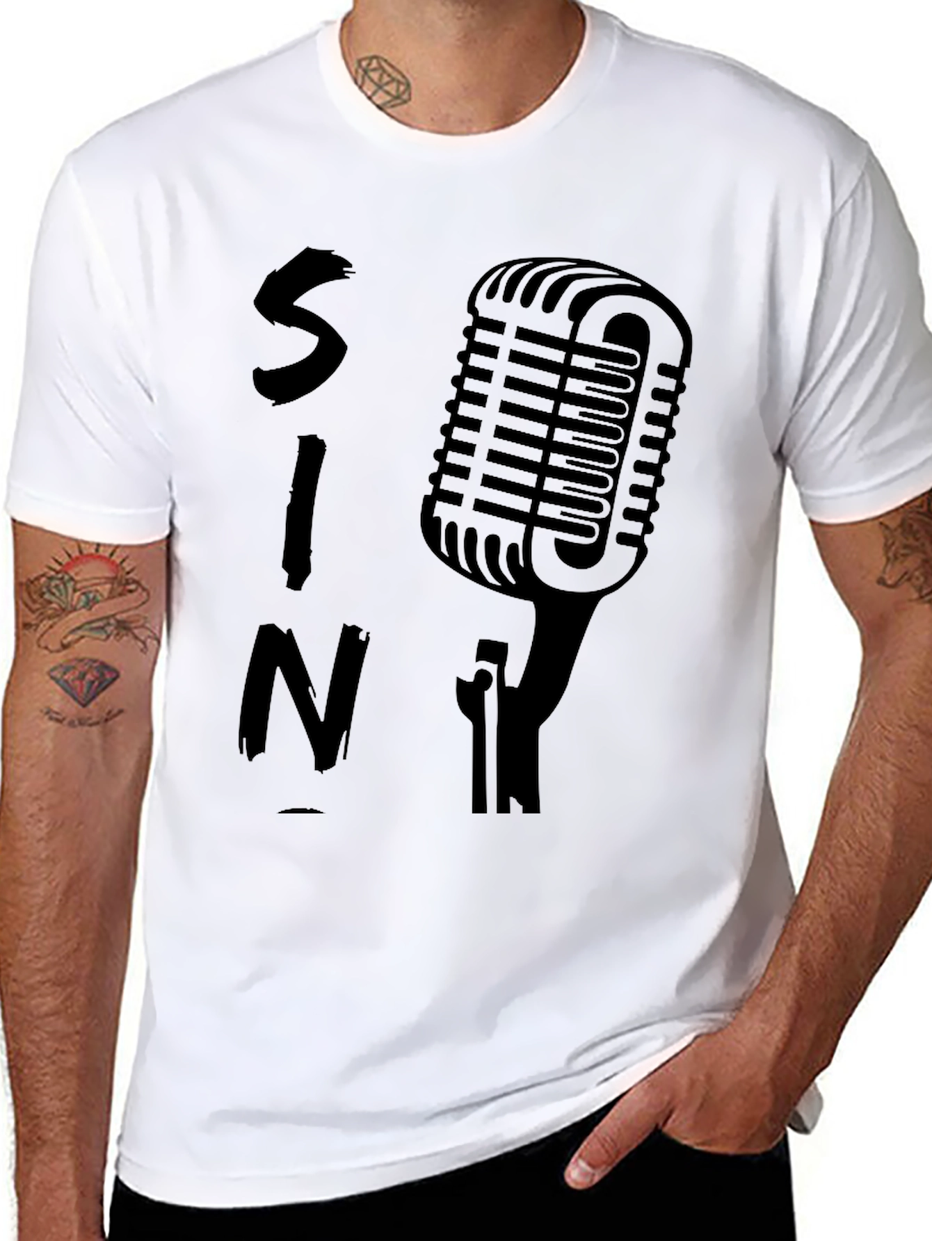 Retro Microphone Black Graphic Tee