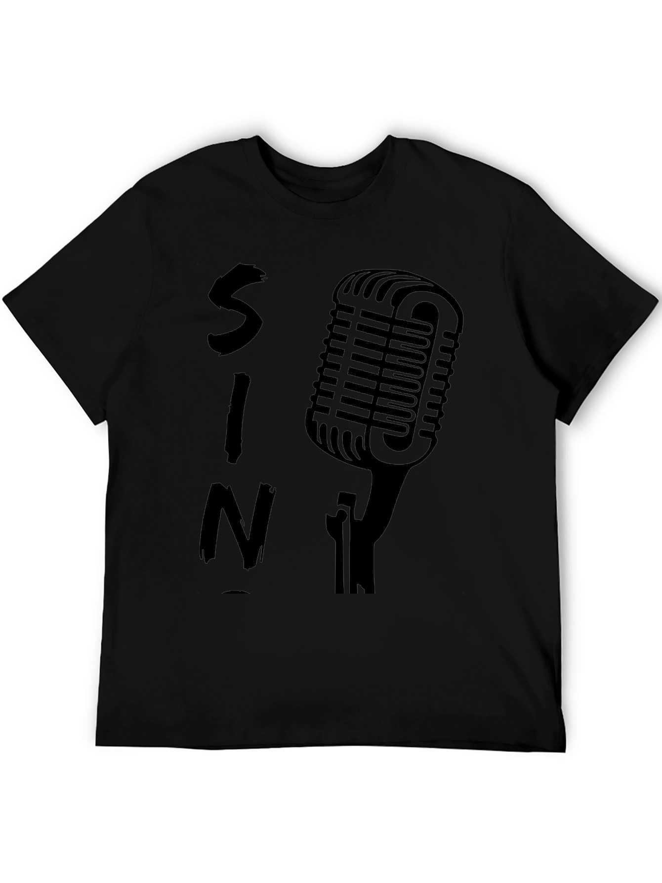 Retro Microphone Black Graphic Tee
