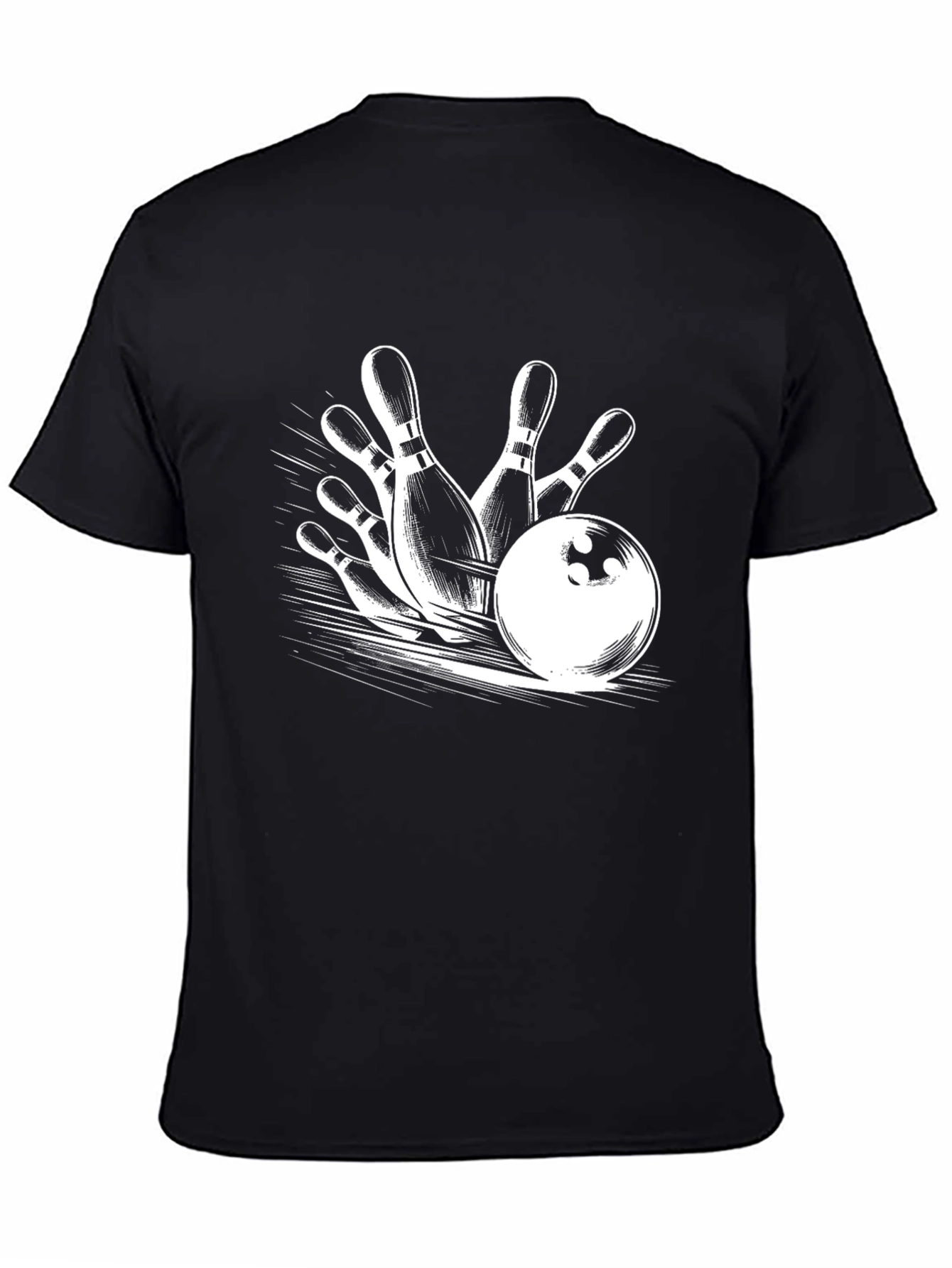 Bowling Strike Graphic Tee - Black Cotton T-Shirt