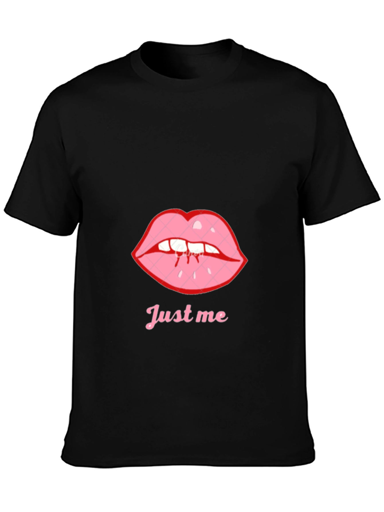 Black Tee with Just Me Lips Graphic