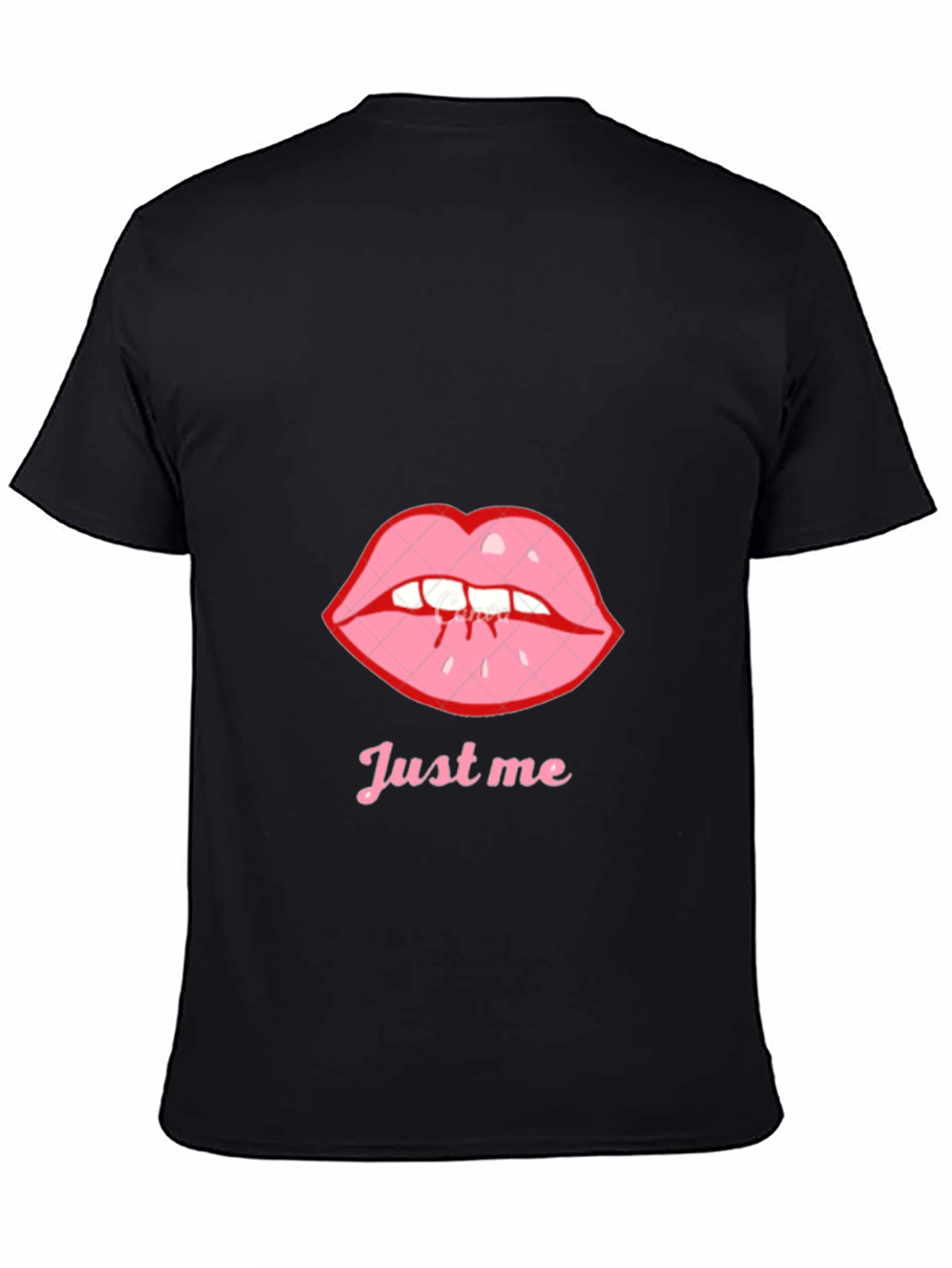 Black Tee with Just Me Lips Graphic