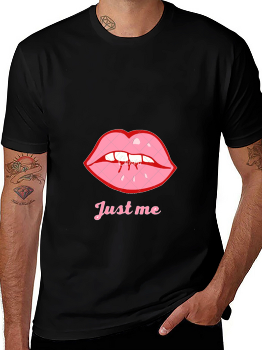Black Tee with Just Me Lips Graphic