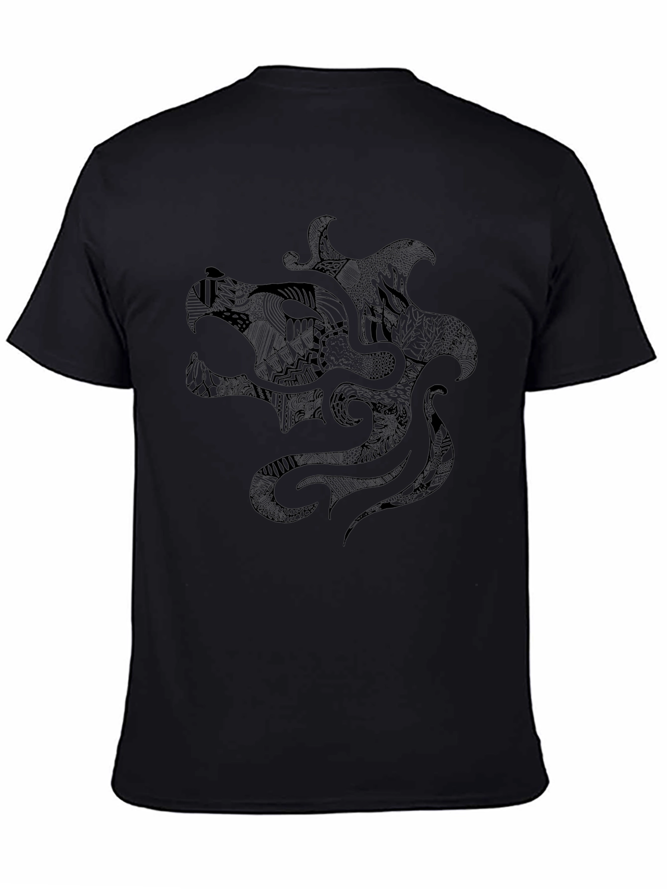 Black Graphic Tee - Abstract Design Mens Casual Shirt