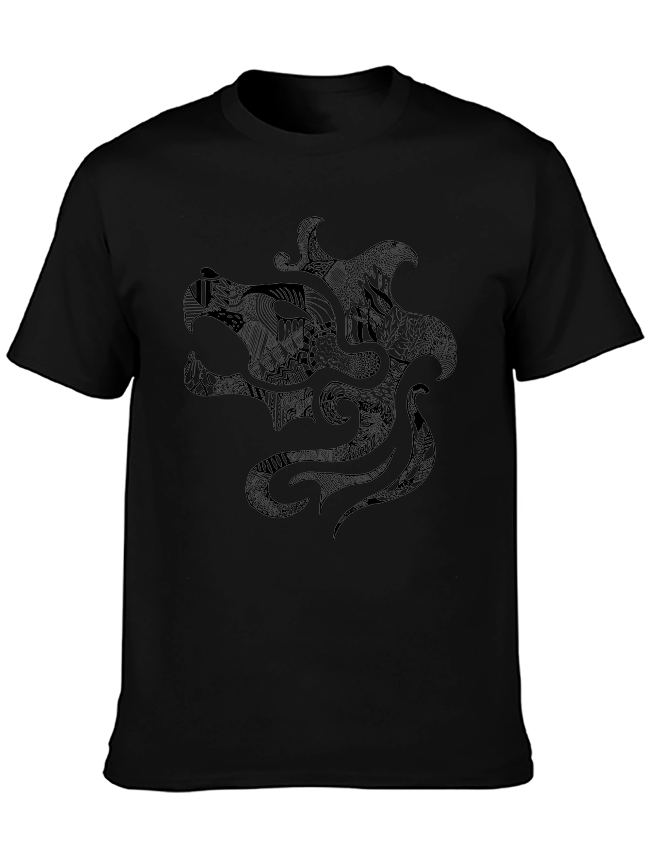 Black Graphic Tee - Abstract Design Mens Casual Shirt