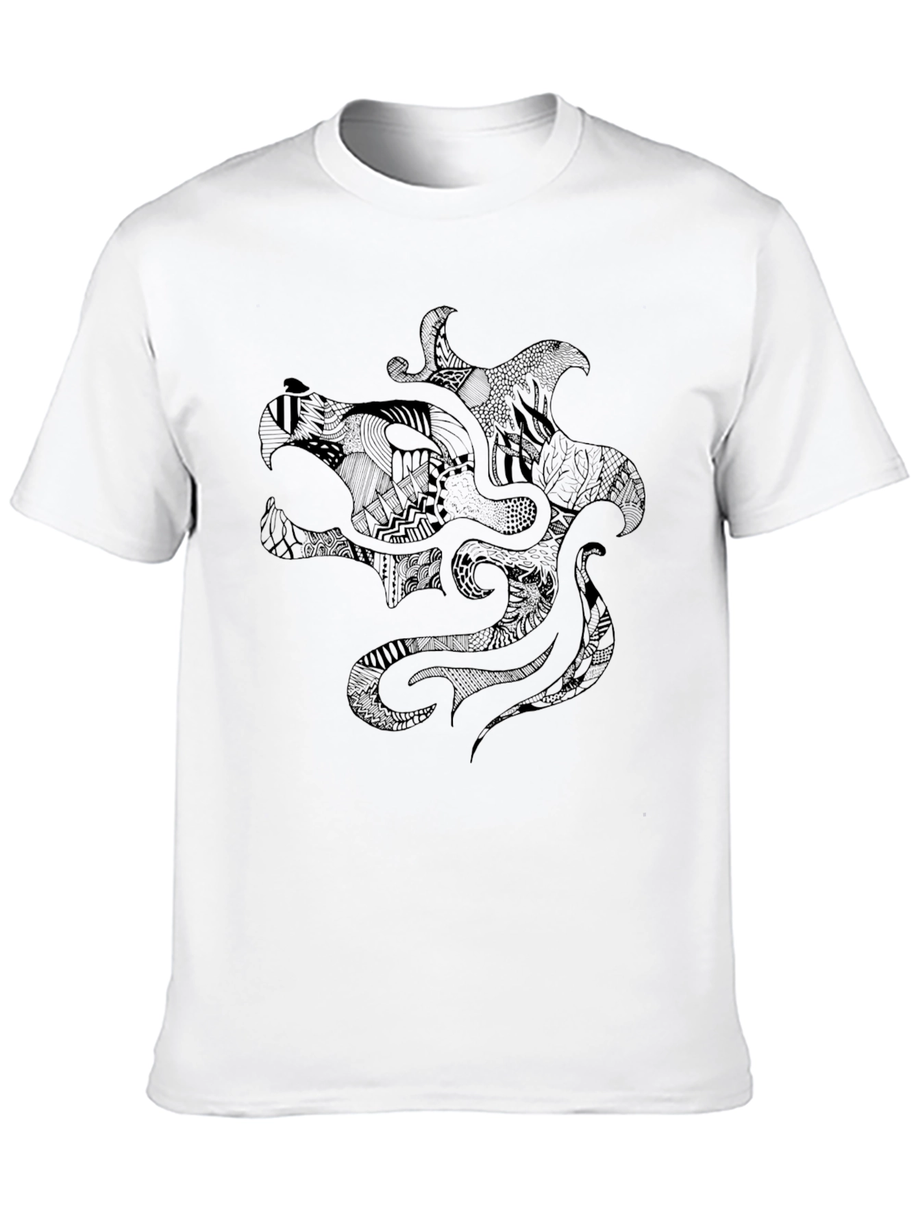 Black Graphic Tee - Abstract Design Mens Casual Shirt