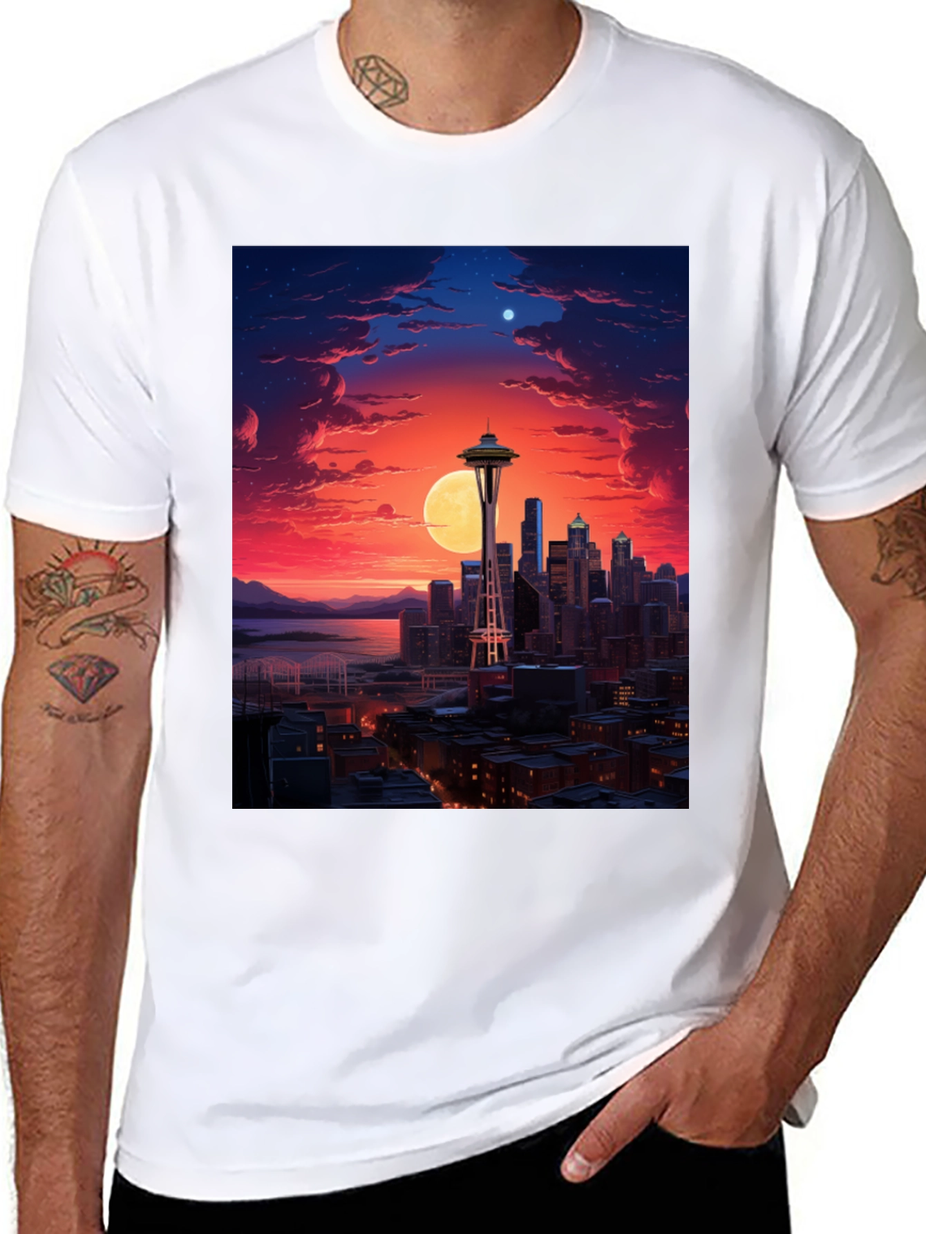 Seattle Skyline Graphic Black T-Shirt