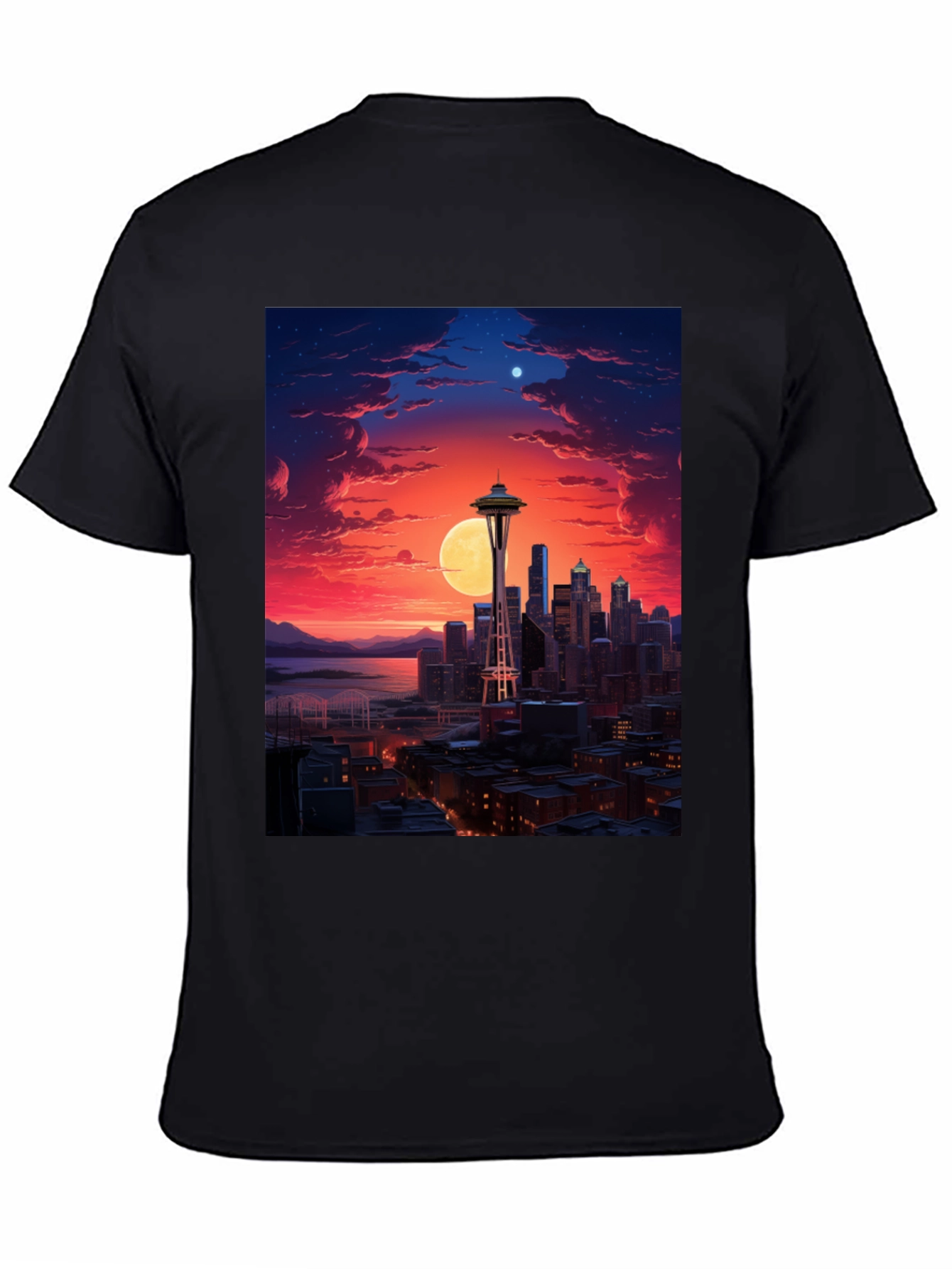 Seattle Skyline Graphic Black T-Shirt