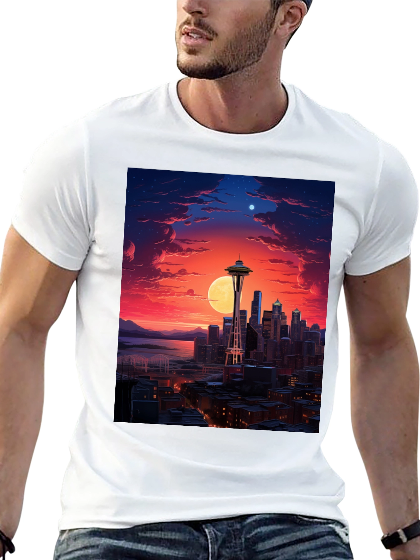 Seattle Skyline Graphic Black T-Shirt