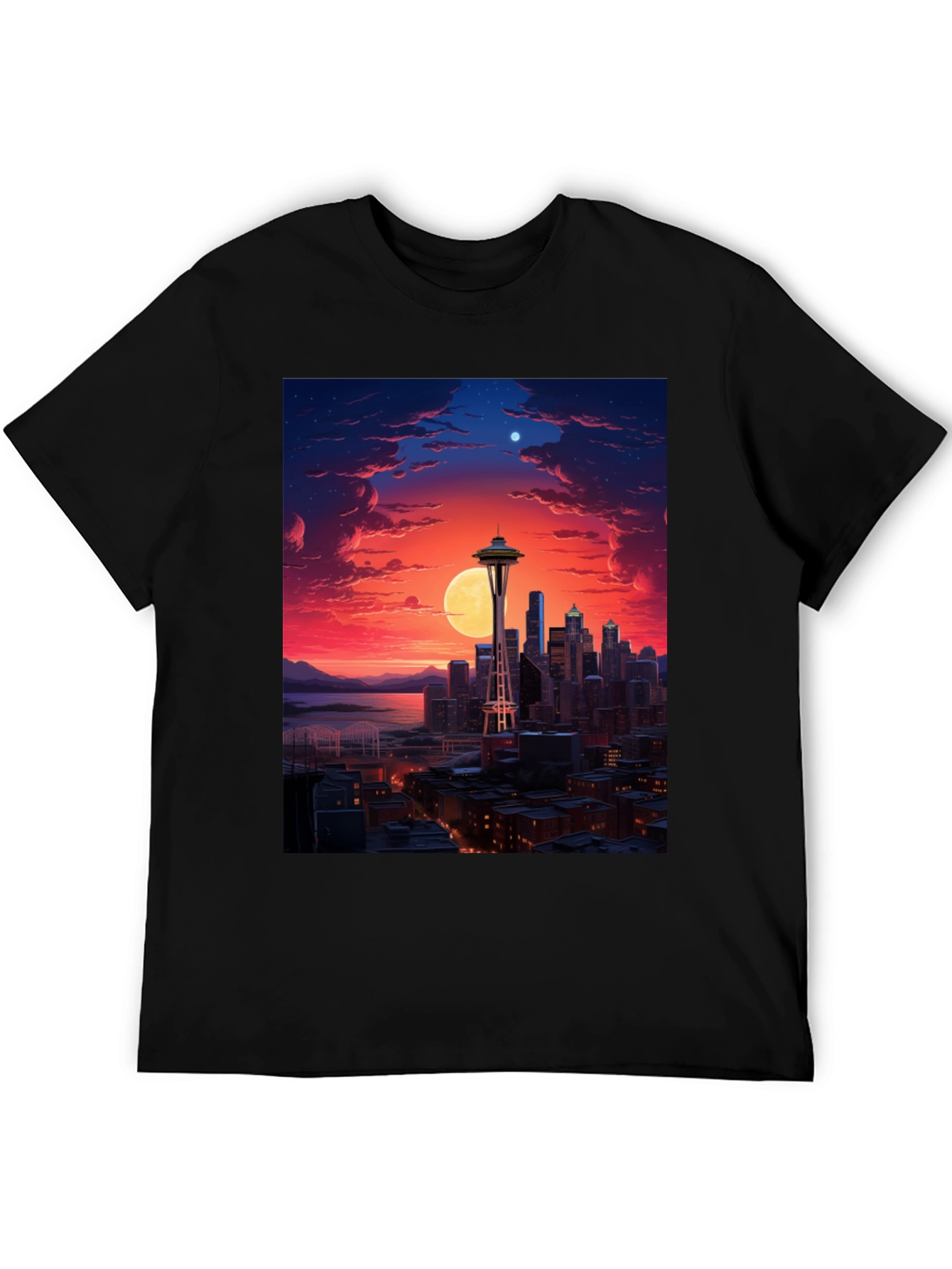 Seattle Skyline Graphic Black T-Shirt