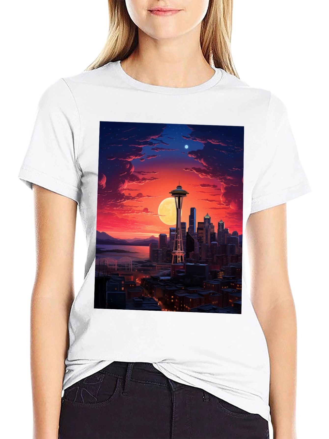 Seattle Skyline Graphic Black T-Shirt