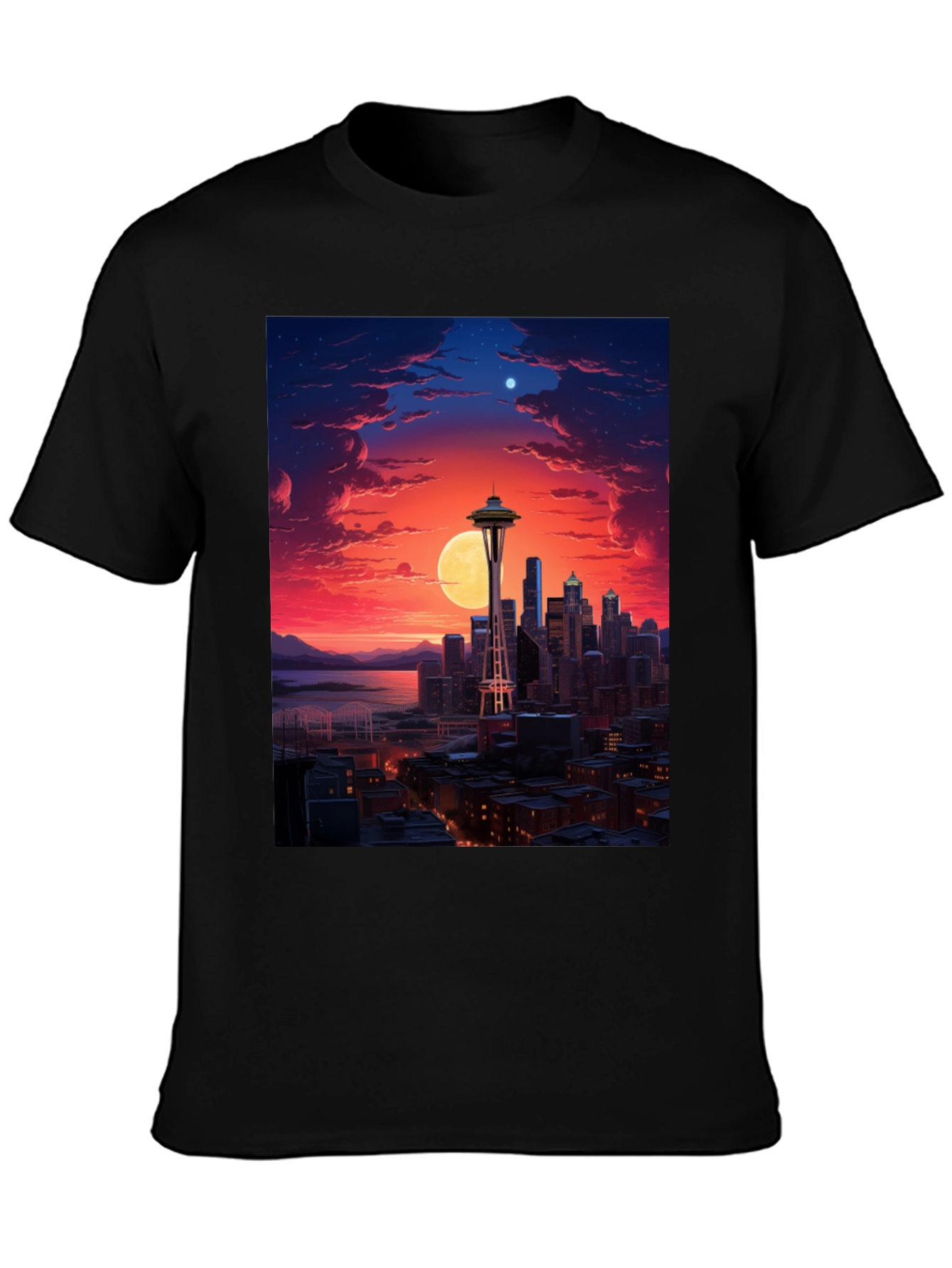 Seattle Skyline Graphic Black T-Shirt