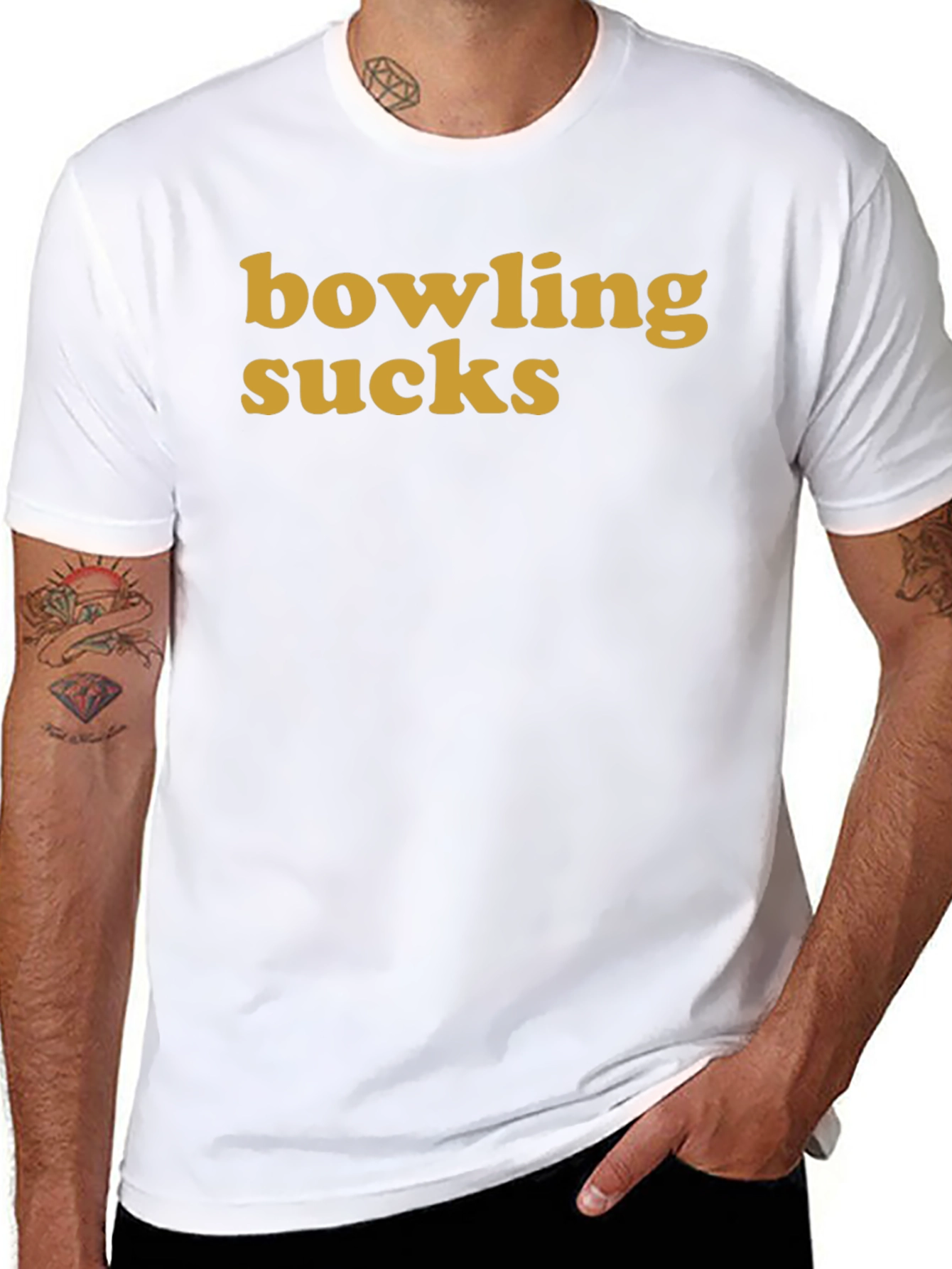 Bowling Sucks Graphic T-Shirt - Black Crew Neck Tee