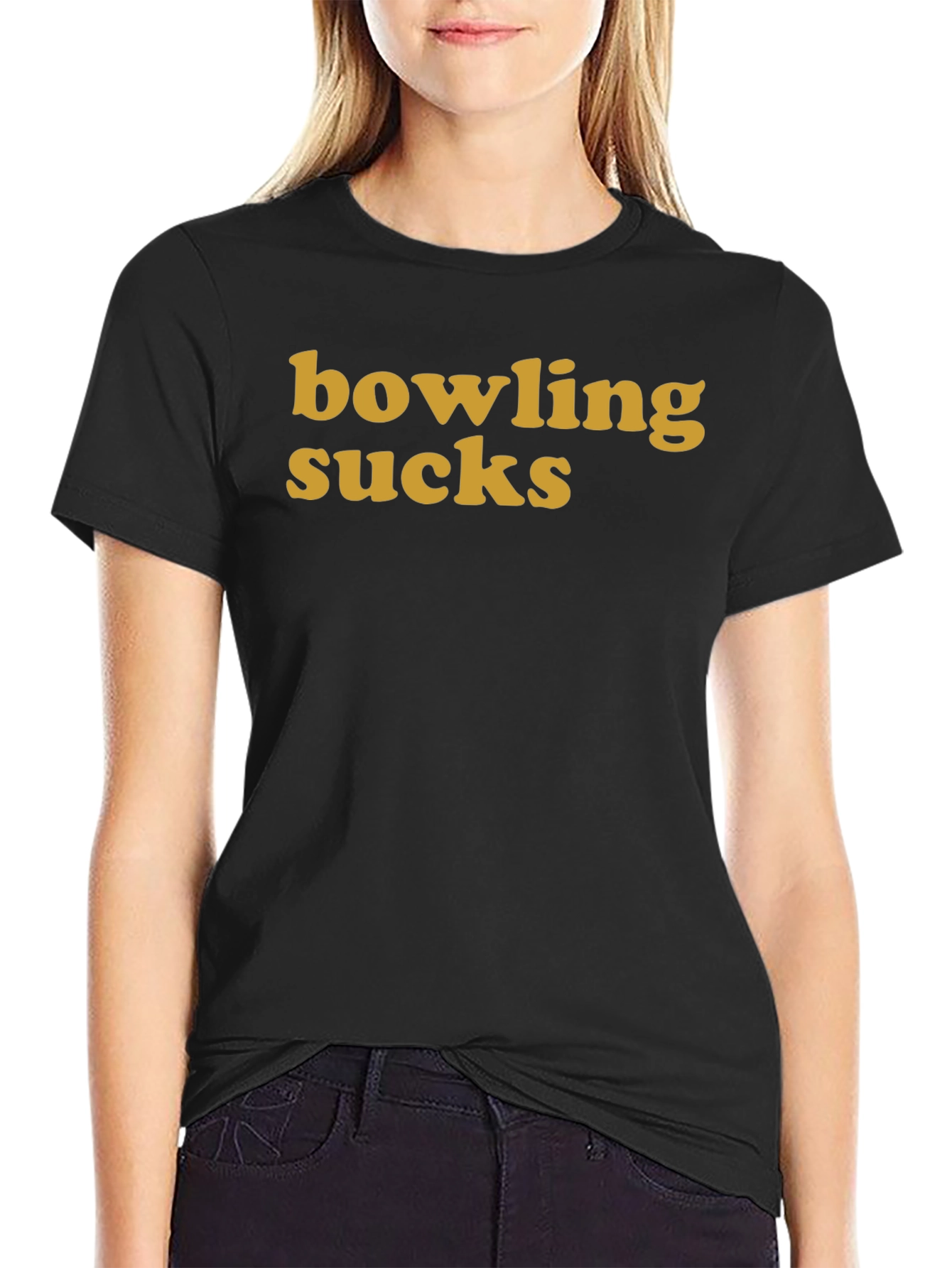 Bowling Sucks Graphic T-Shirt - Black Crew Neck Tee