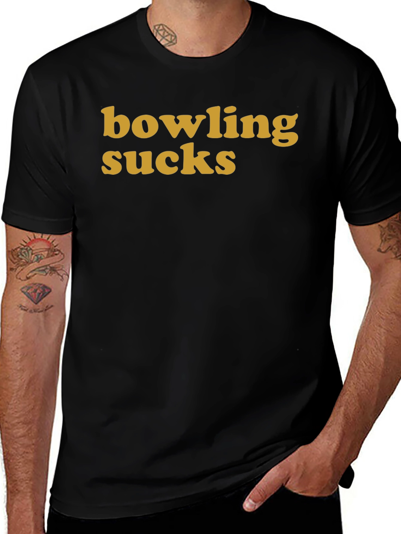 Bowling Sucks Graphic T-Shirt - Black Crew Neck Tee