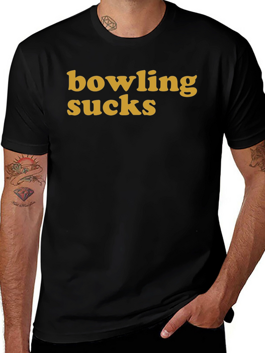Bowling Sucks Graphic T-Shirt - Black Crew Neck Tee
