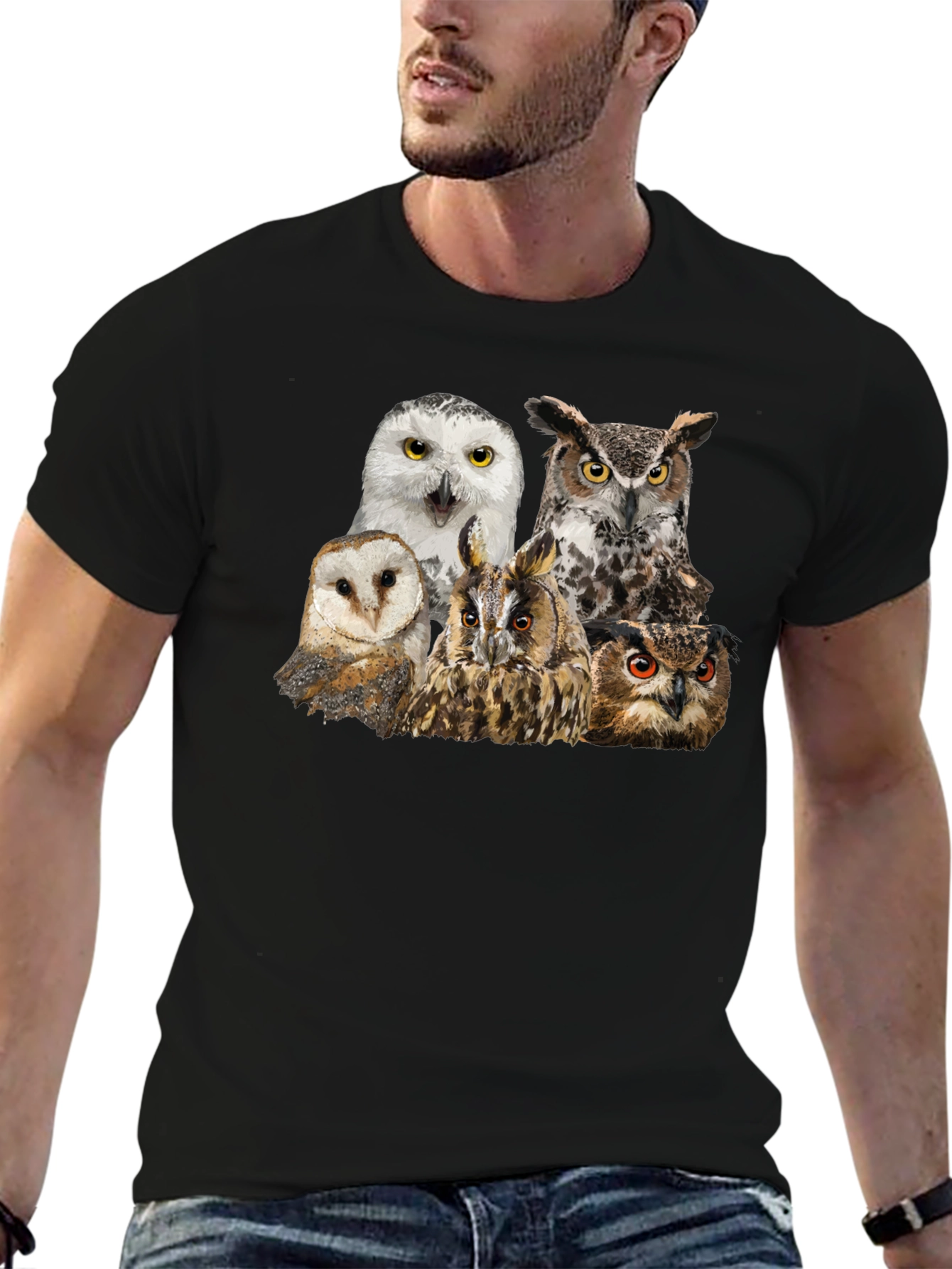 Owl Collage T-Shirt - Unique Graphic Tee