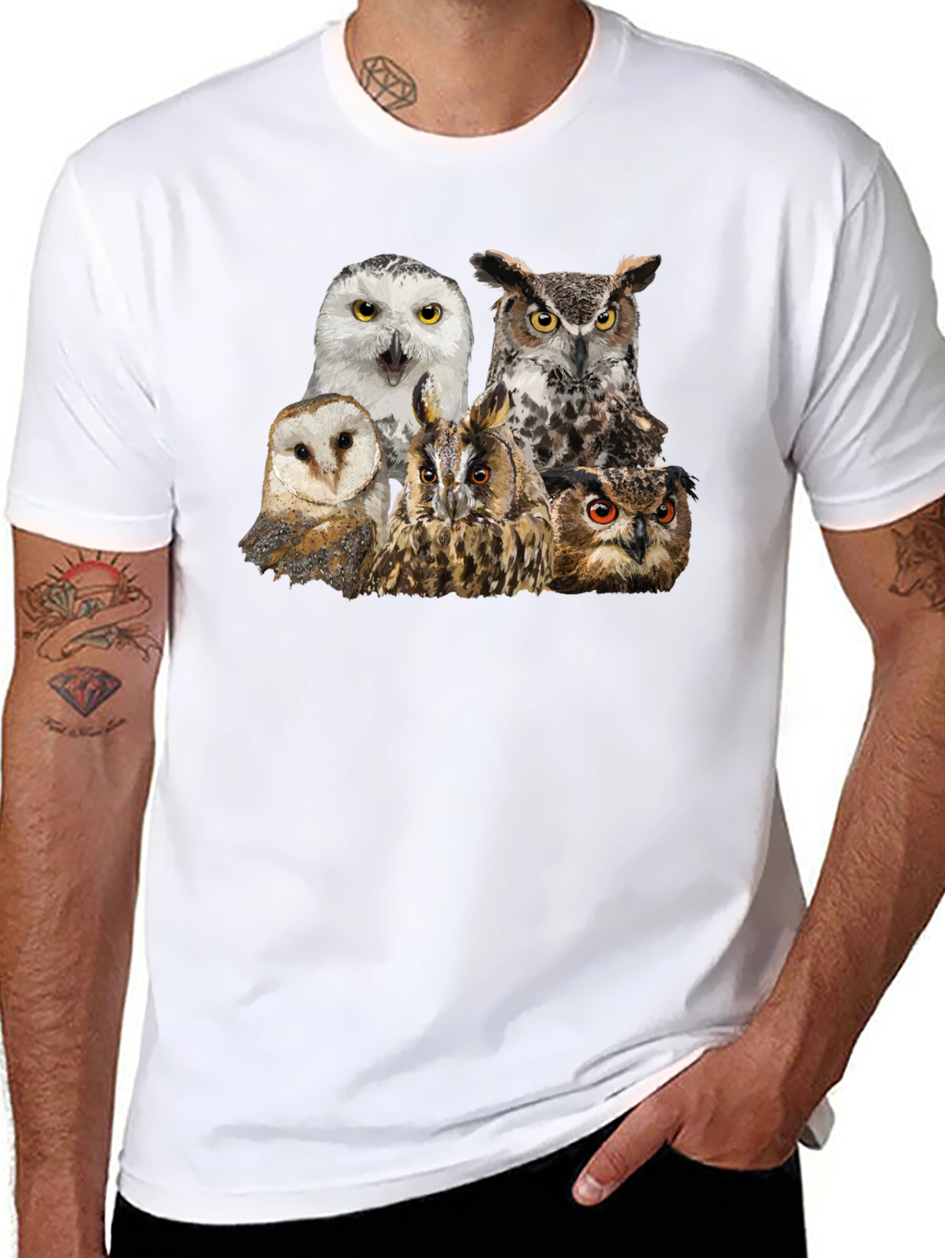 Owl Collage T-Shirt - Unique Graphic Tee