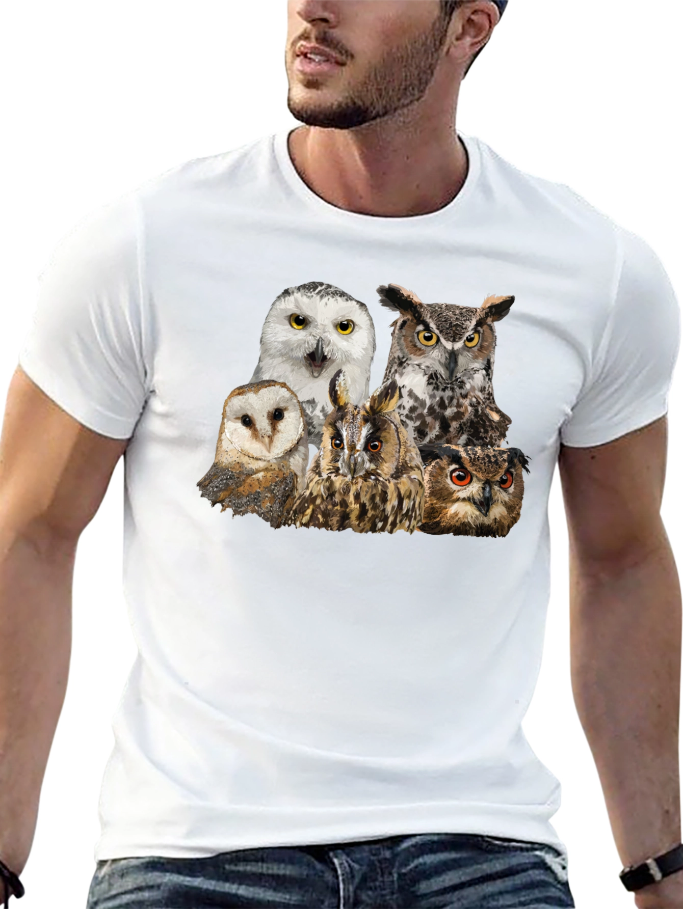 Owl Collage T-Shirt - Unique Graphic Tee