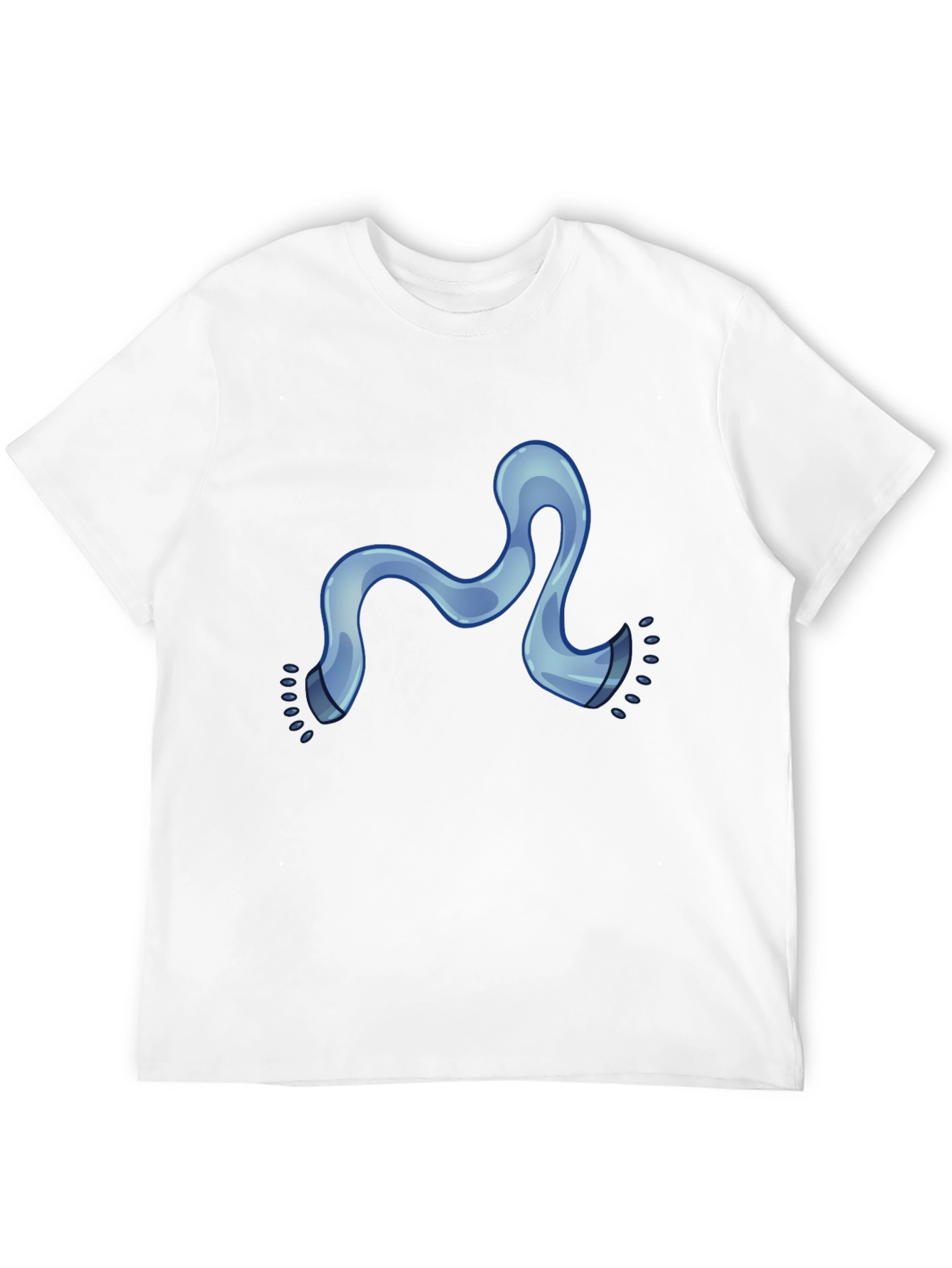 Modern Black Tee with Cartoon Blue Scarf Graphic