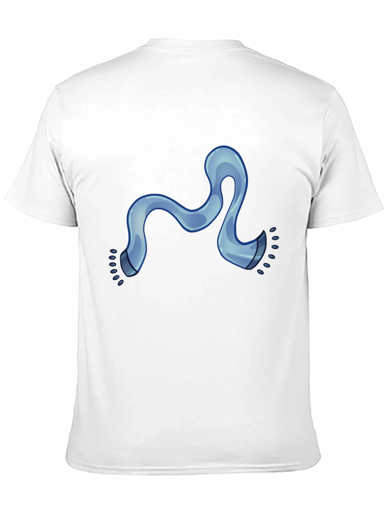 Modern Black Tee with Cartoon Blue Scarf Graphic