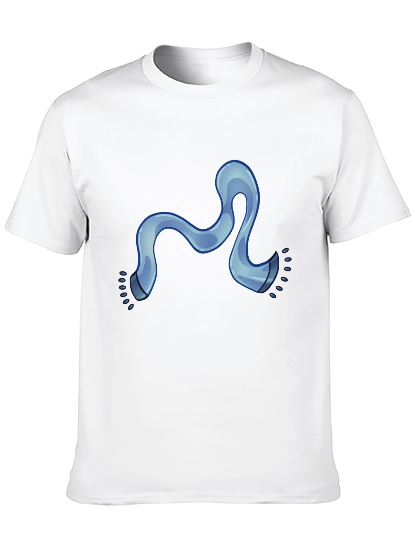 Modern Black Tee with Cartoon Blue Scarf Graphic
