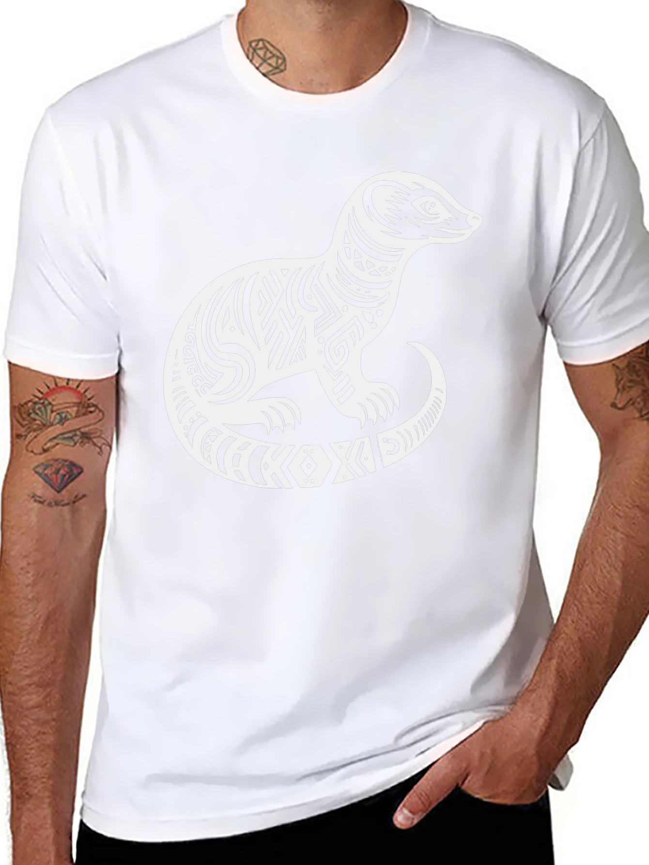 Tribal Ferret Graphic Tee - Unique Animal Design