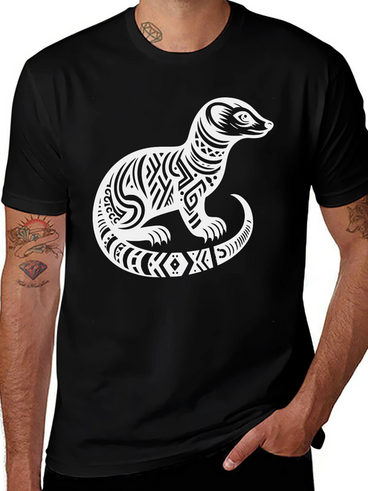 Tribal Ferret Graphic Tee - Unique Animal Design