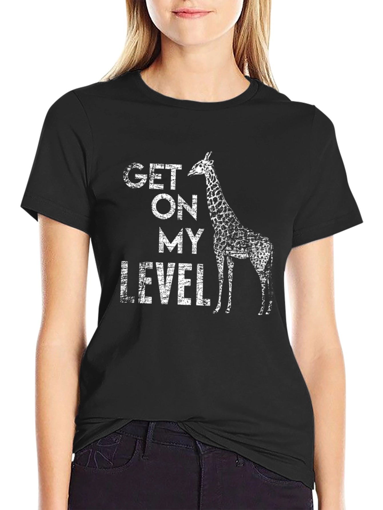 Get On My Level Giraffe Graphic T-Shirt