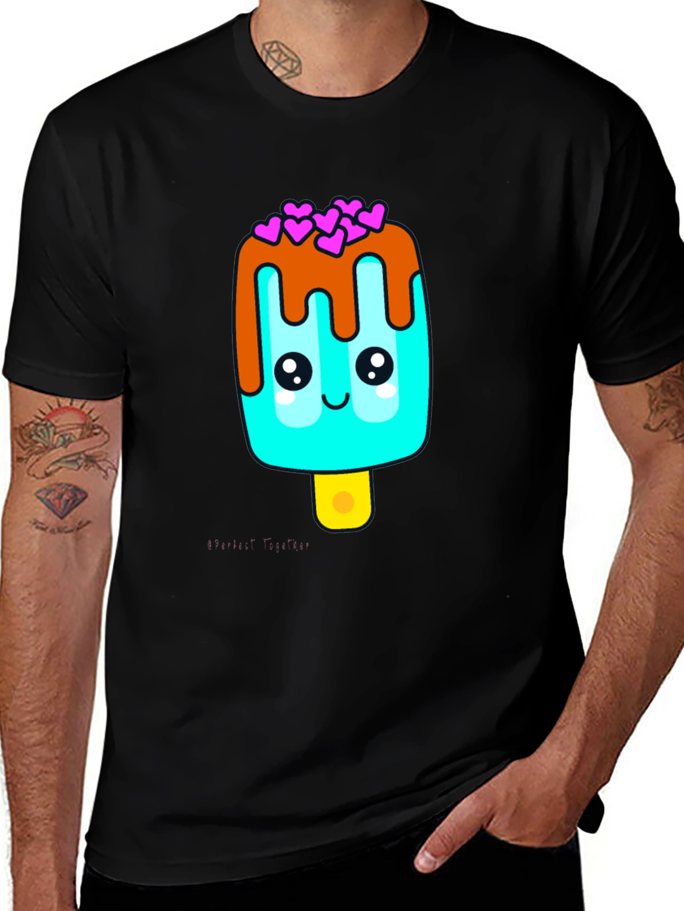 Kawaii Popsicle Graphic Tee - Unisex Black T-Shirt