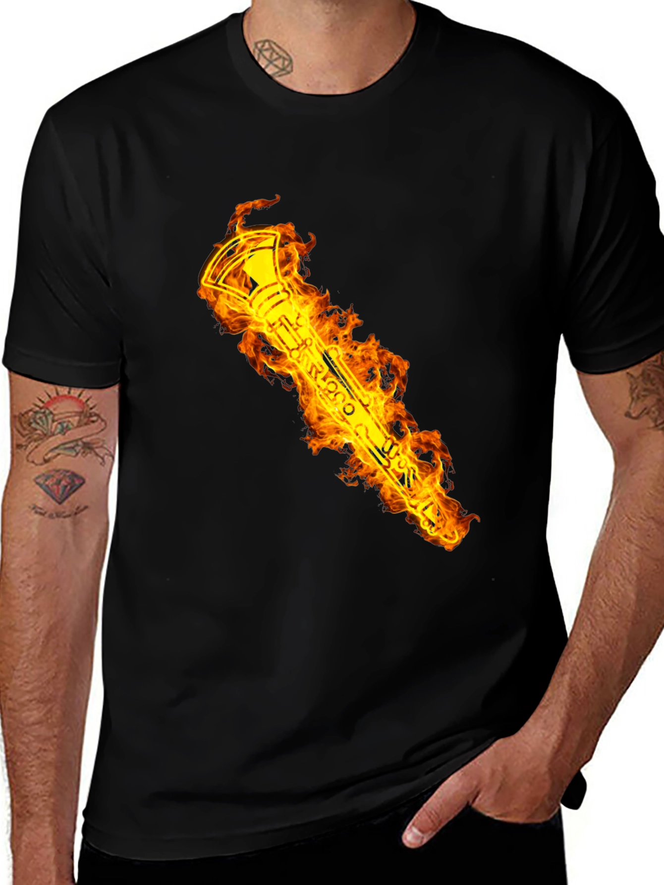 Flaming Clarinet Graphic T-Shirt