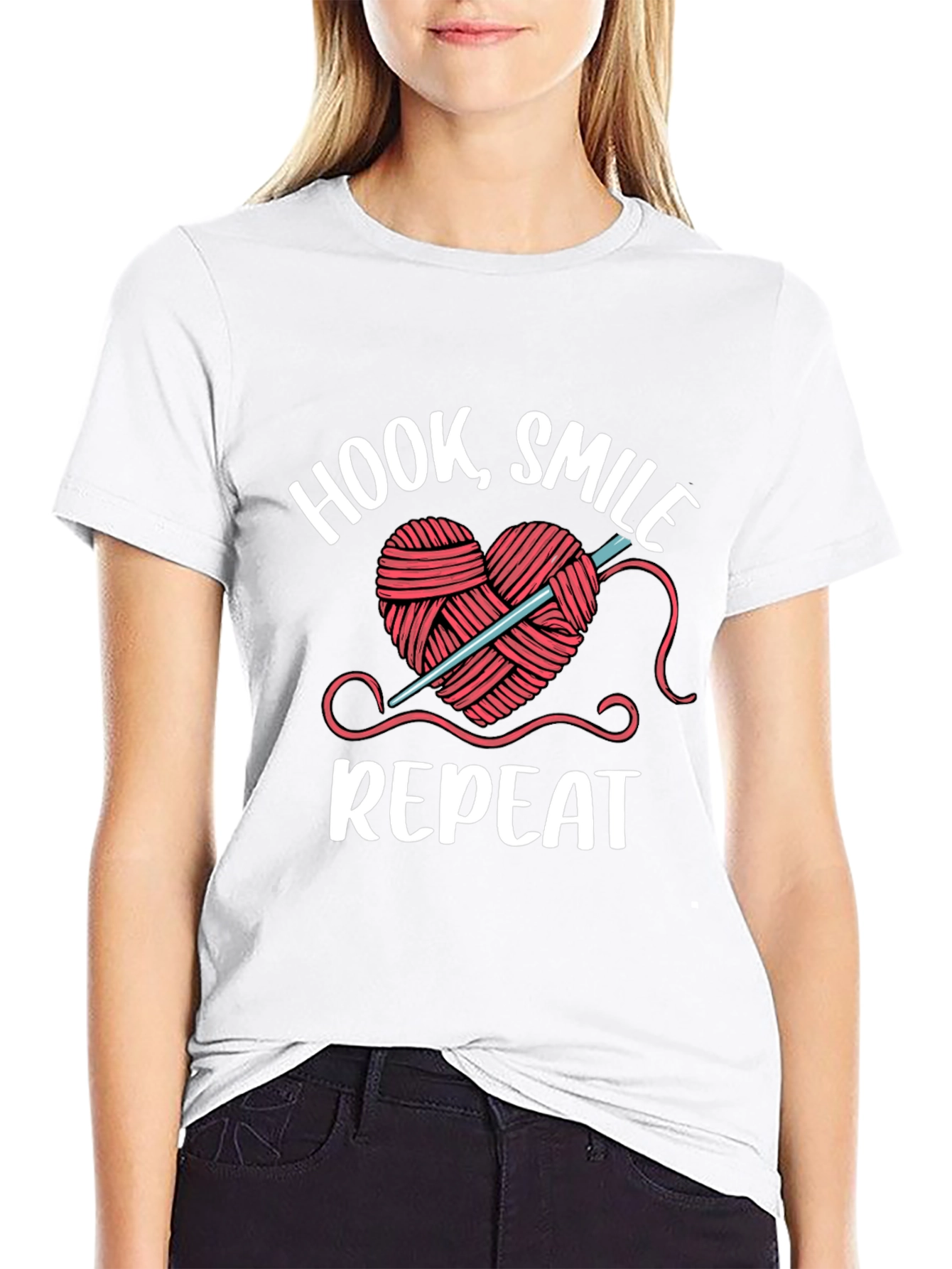 Hook Smile Repeat Crochet Heart T-Shirt