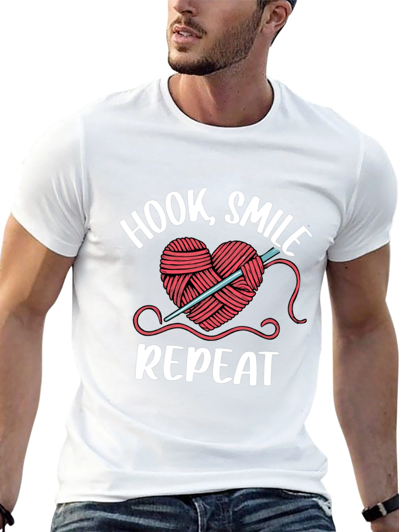 Hook Smile Repeat Crochet Heart T-Shirt