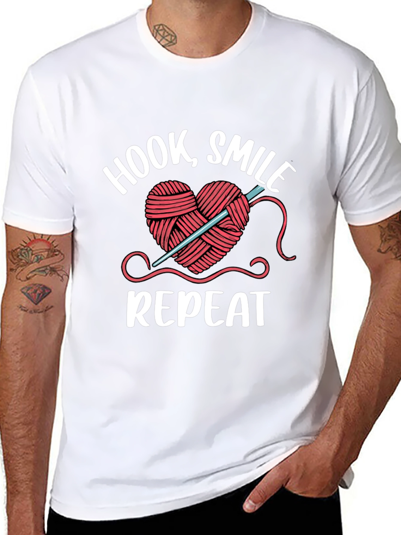 Hook Smile Repeat Crochet Heart T-Shirt