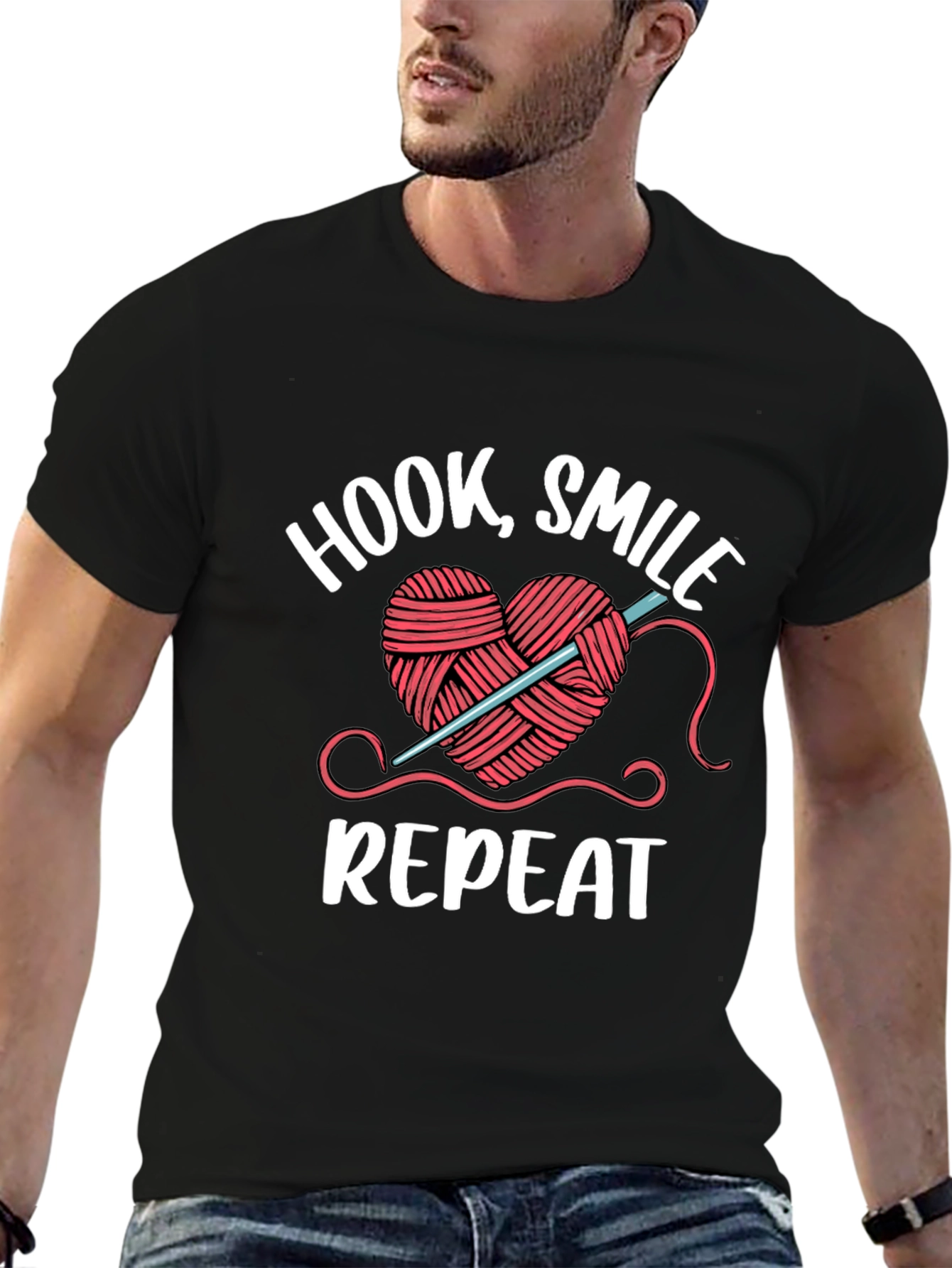 Hook Smile Repeat Crochet Heart T-Shirt