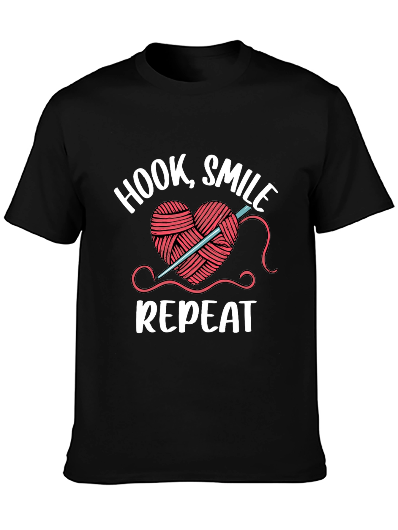 Hook Smile Repeat Crochet Heart T-Shirt