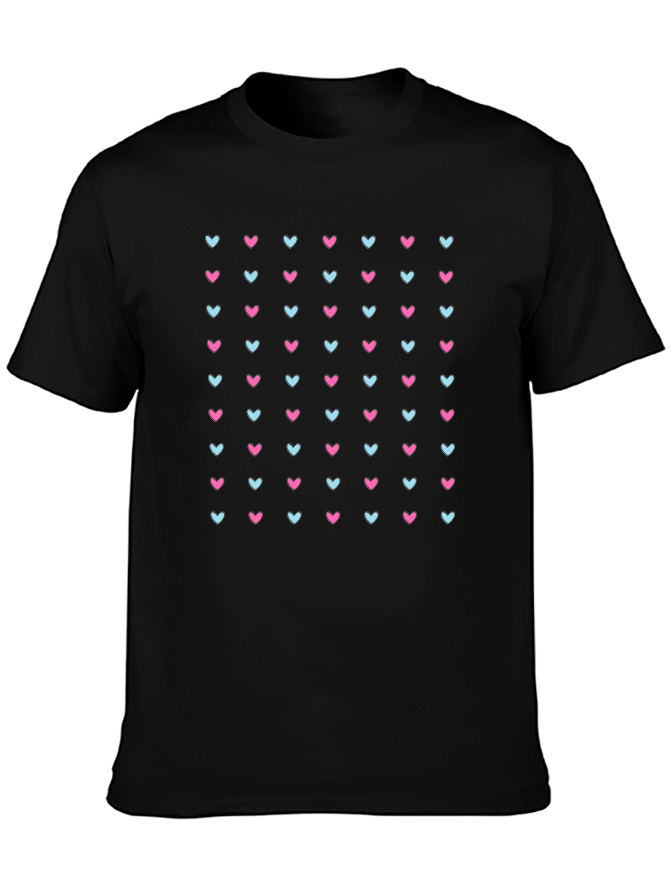 Heart Pattern Black T-Shirt
