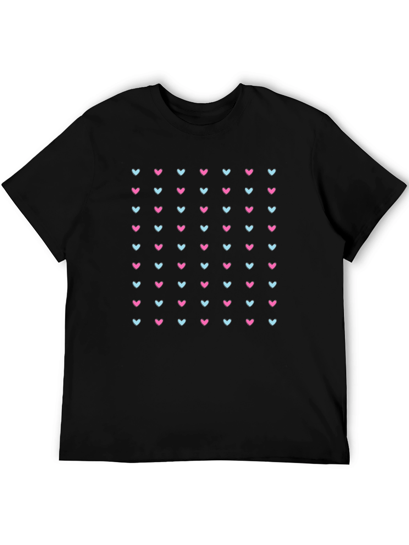 Heart Pattern Black T-Shirt