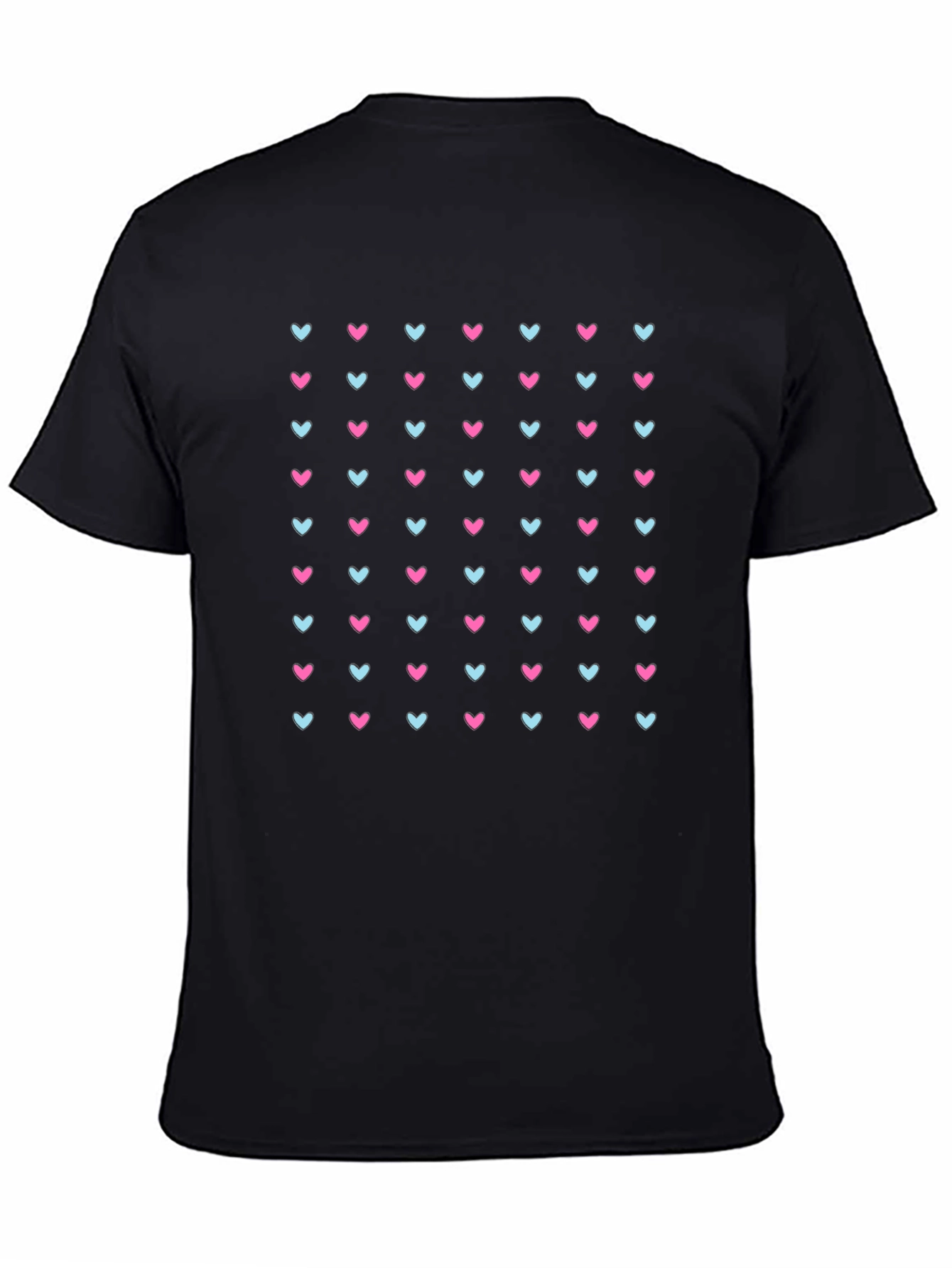 Heart Pattern Black T-Shirt