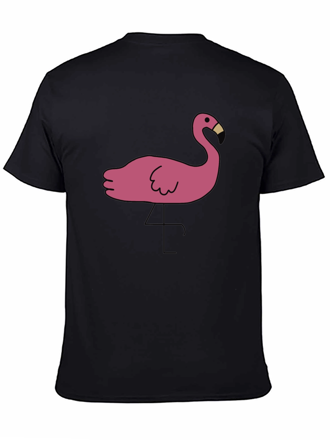 Black T-Shirt with Pink Flamingo Graphic