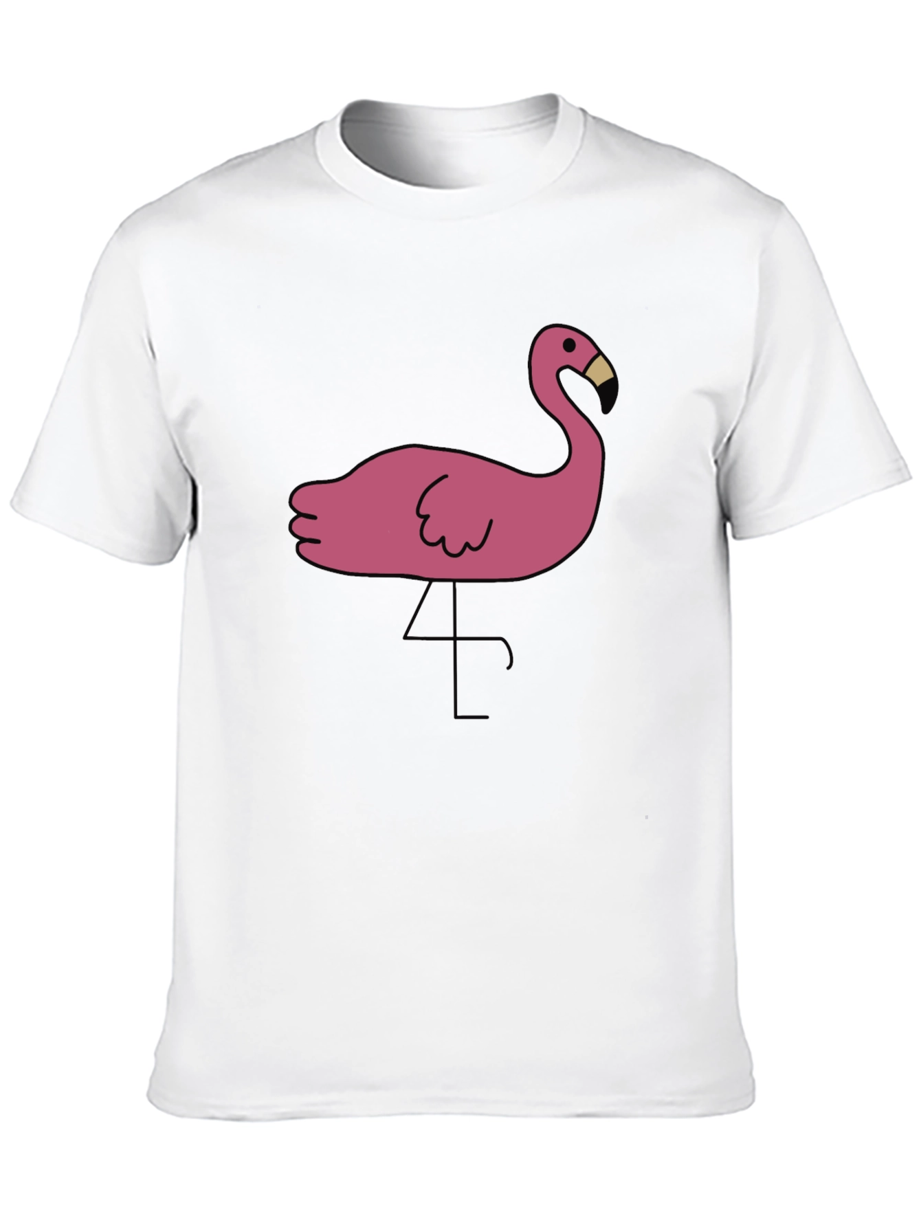 Black T-Shirt with Pink Flamingo Graphic