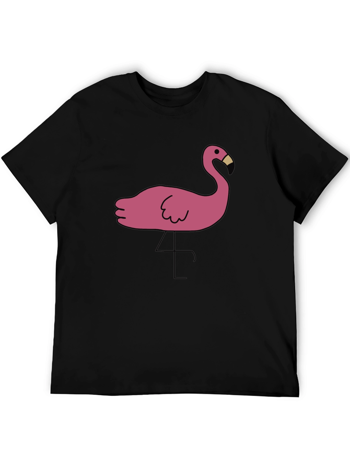 Black T-Shirt with Pink Flamingo Graphic