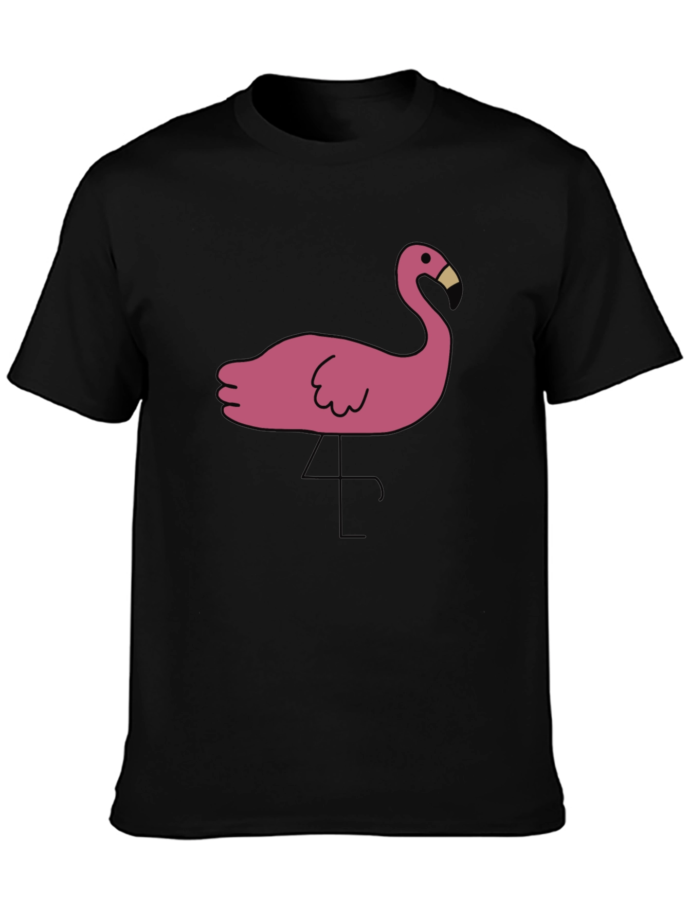 Black T-Shirt with Pink Flamingo Graphic