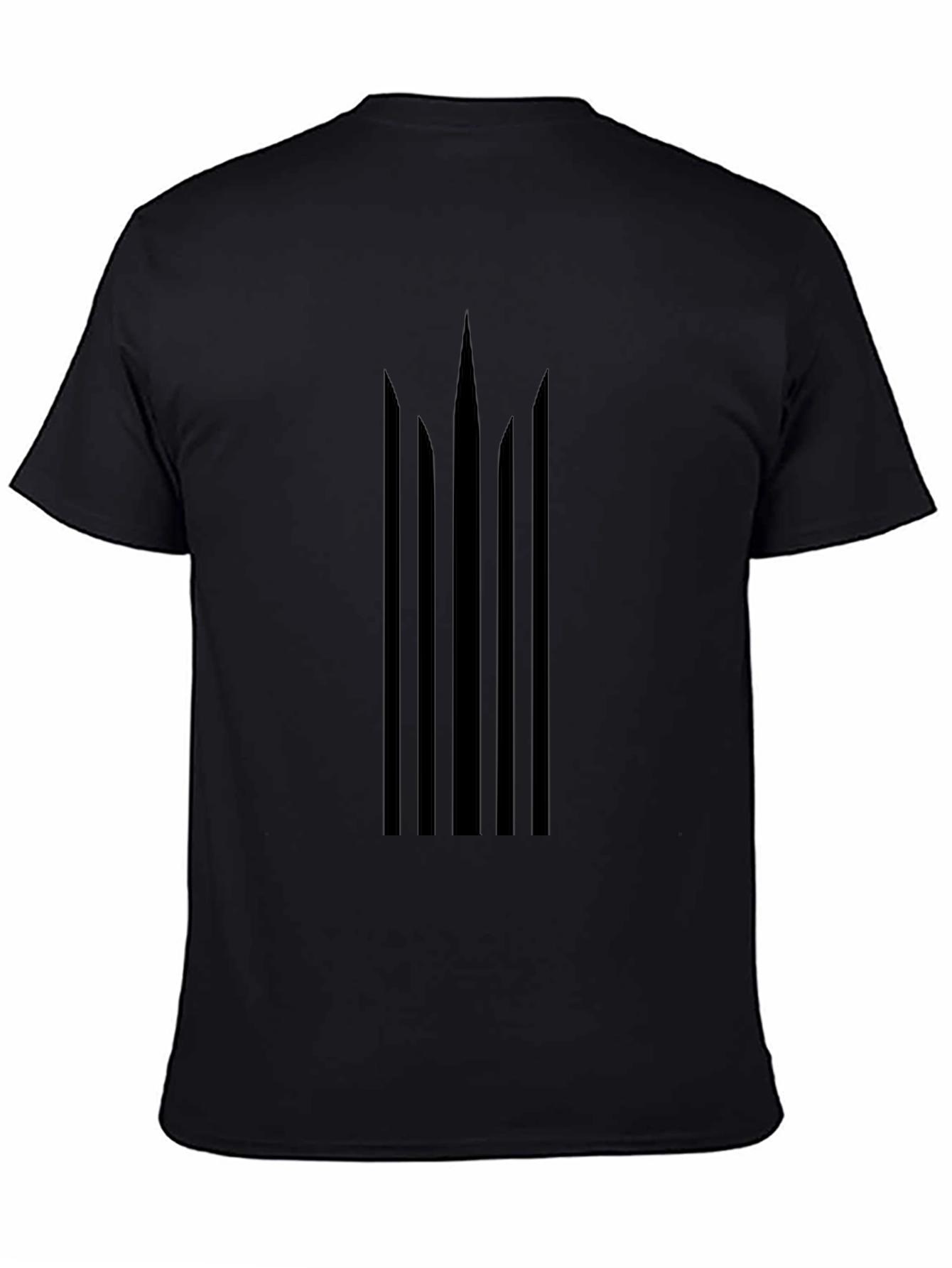 Modern Geometric Trident Tee - Black Casual Style