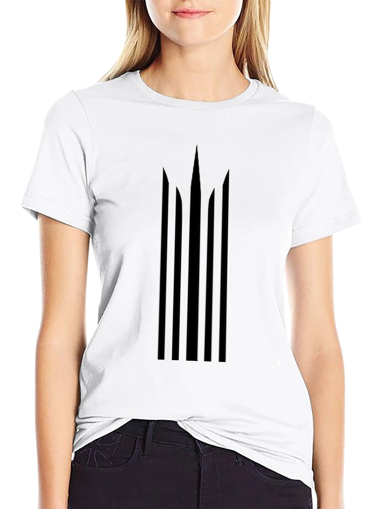 Modern Geometric Trident Tee - Black Casual Style
