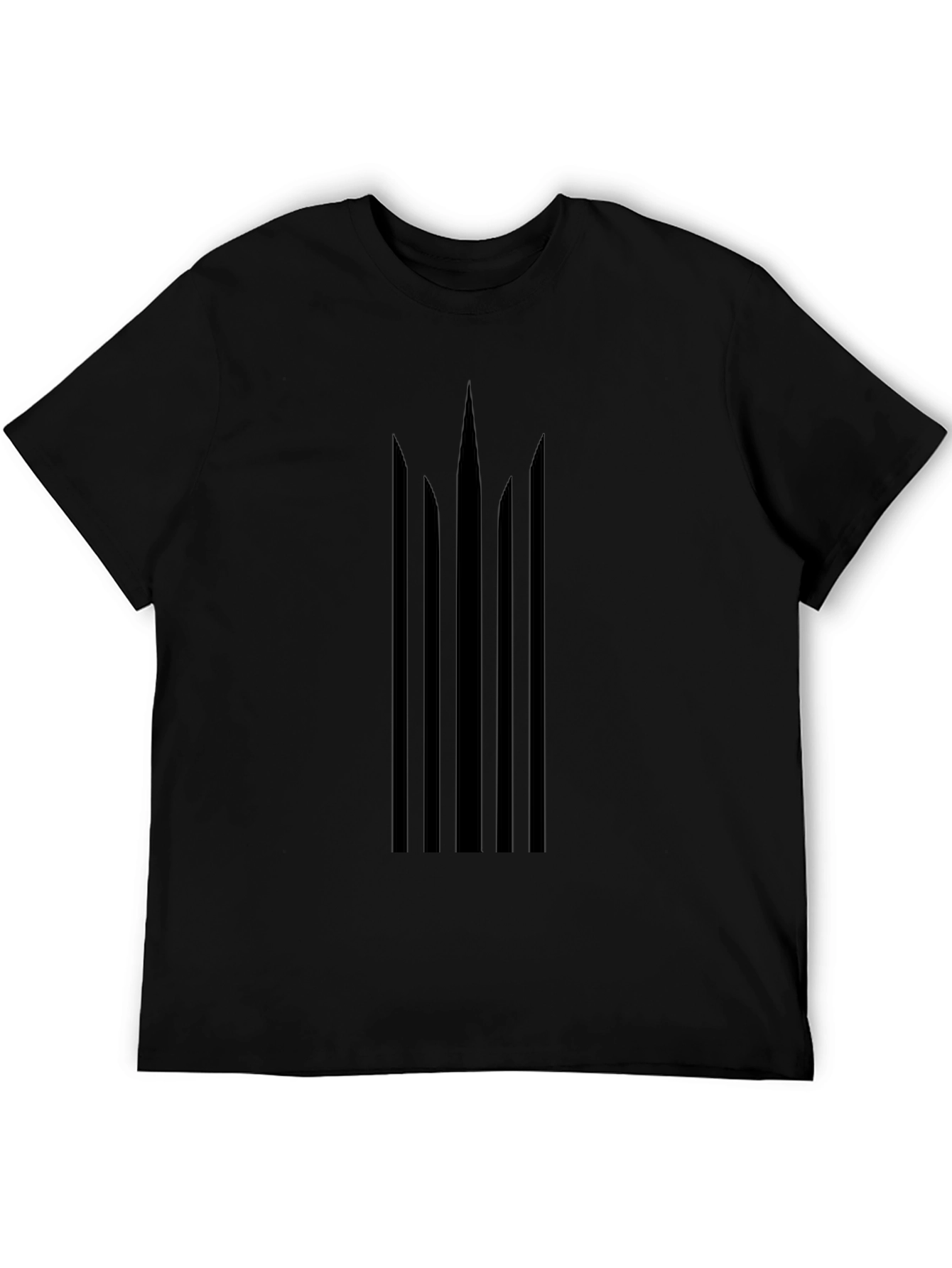 Modern Geometric Trident Tee - Black Casual Style