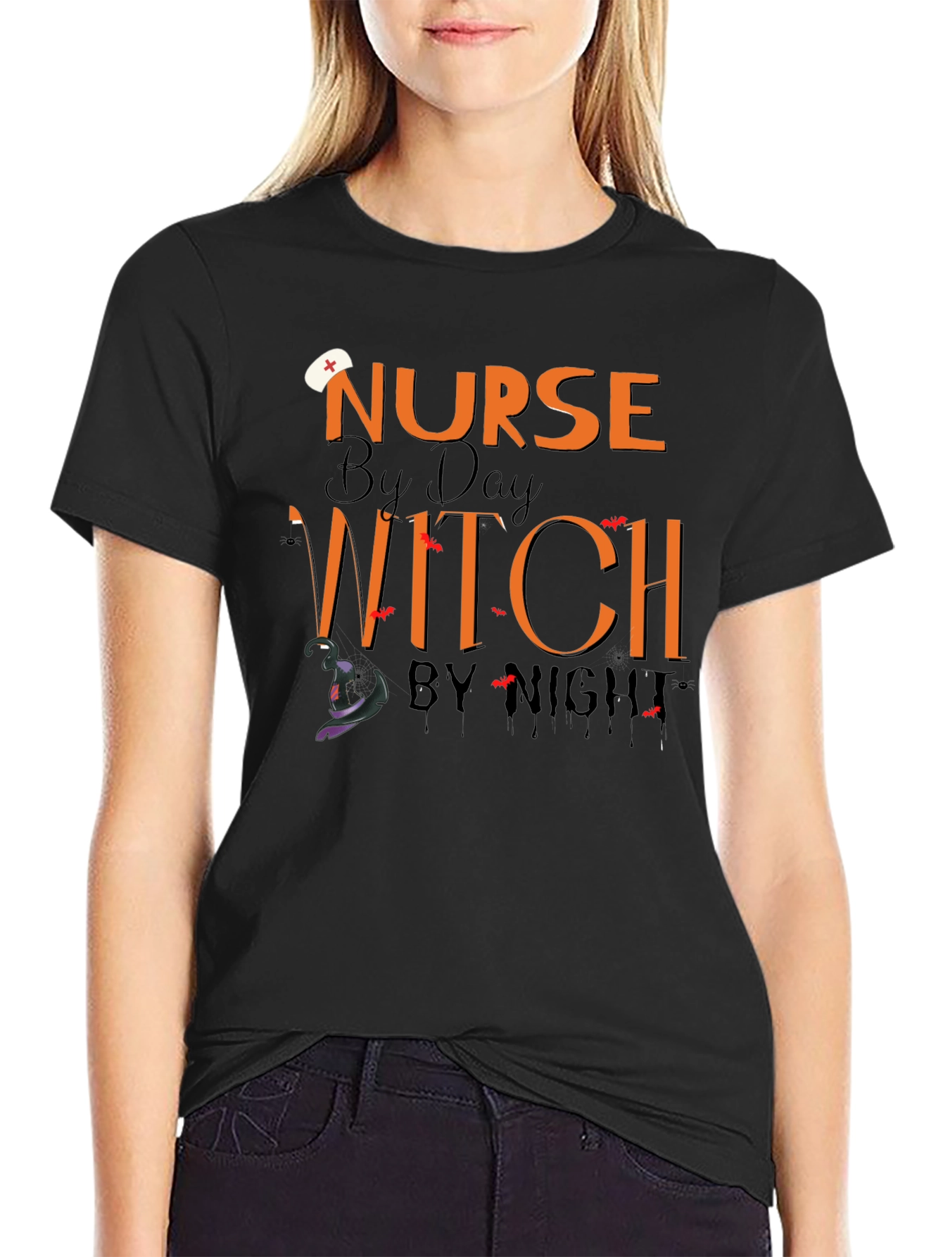 Nurse by Day Witch by Night Halloween T-Shirt